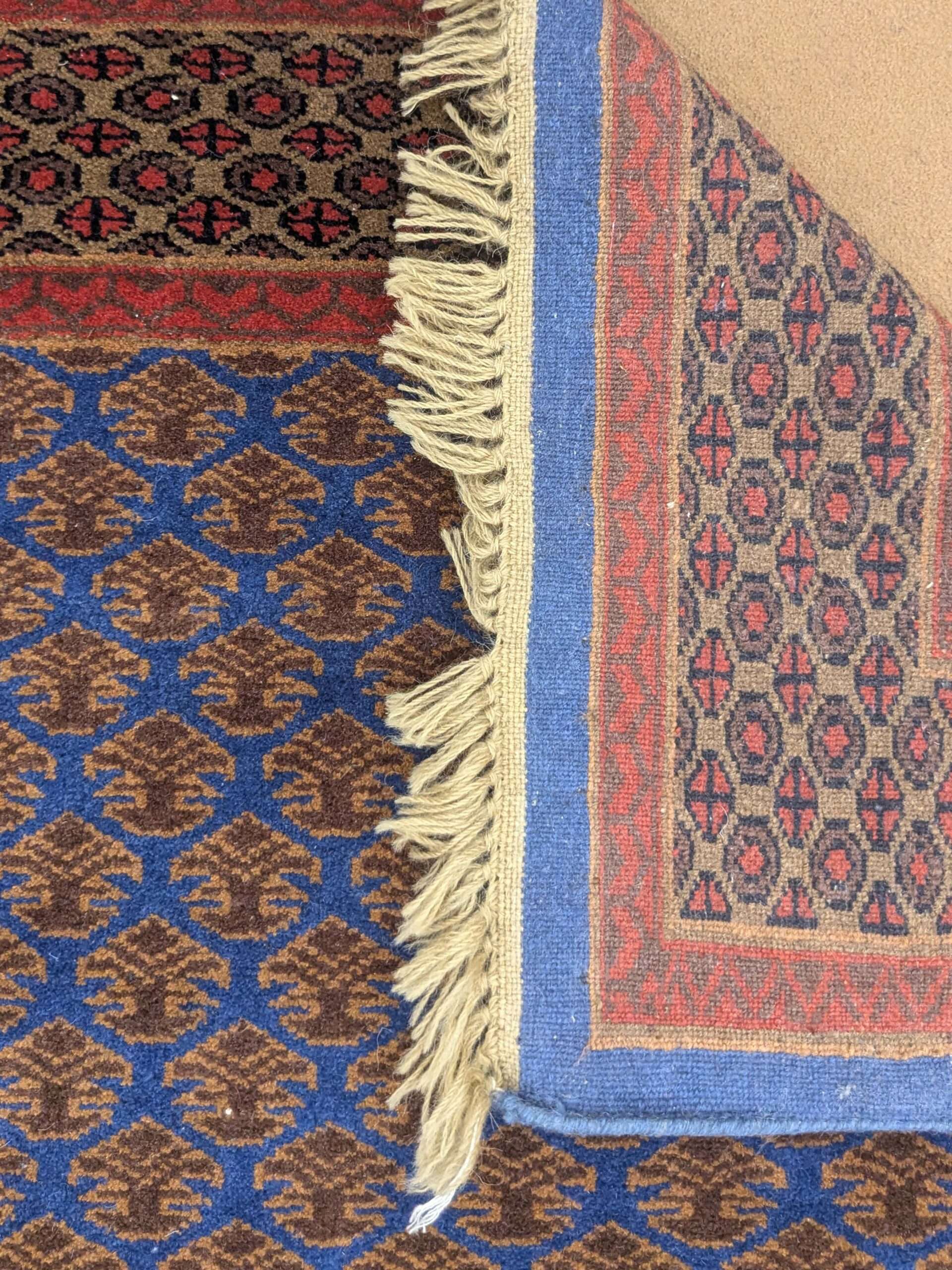 Blue Baby Elephant Foot Print Hand Knotted Wool Carpet - 3FT X 5FT | 90CM X 150CM - Image 3