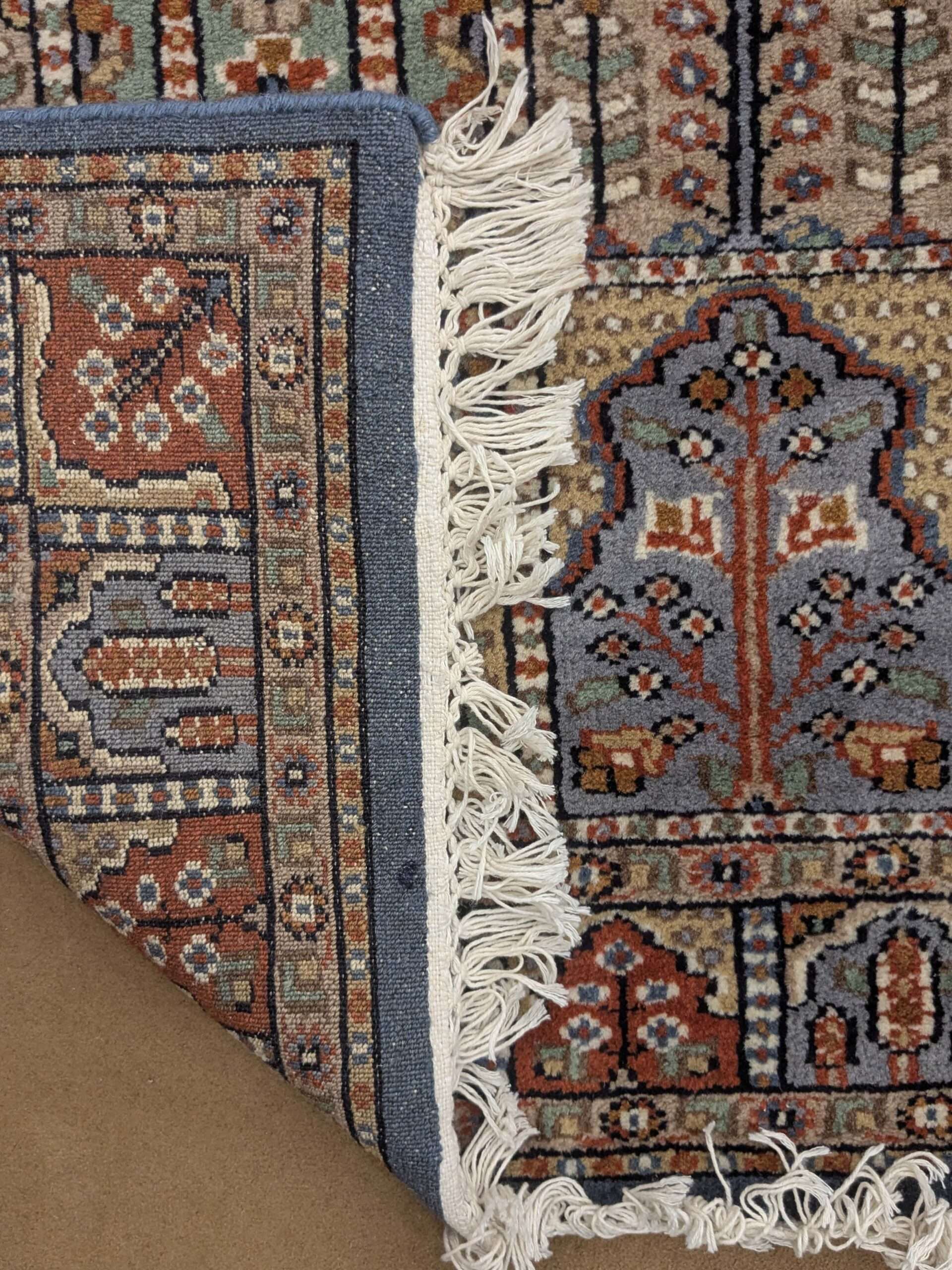 Blue Mughal Garden Hand Knotted Wool Carpet - 3FT X 5FT | 90CM X 150CM - Image 3