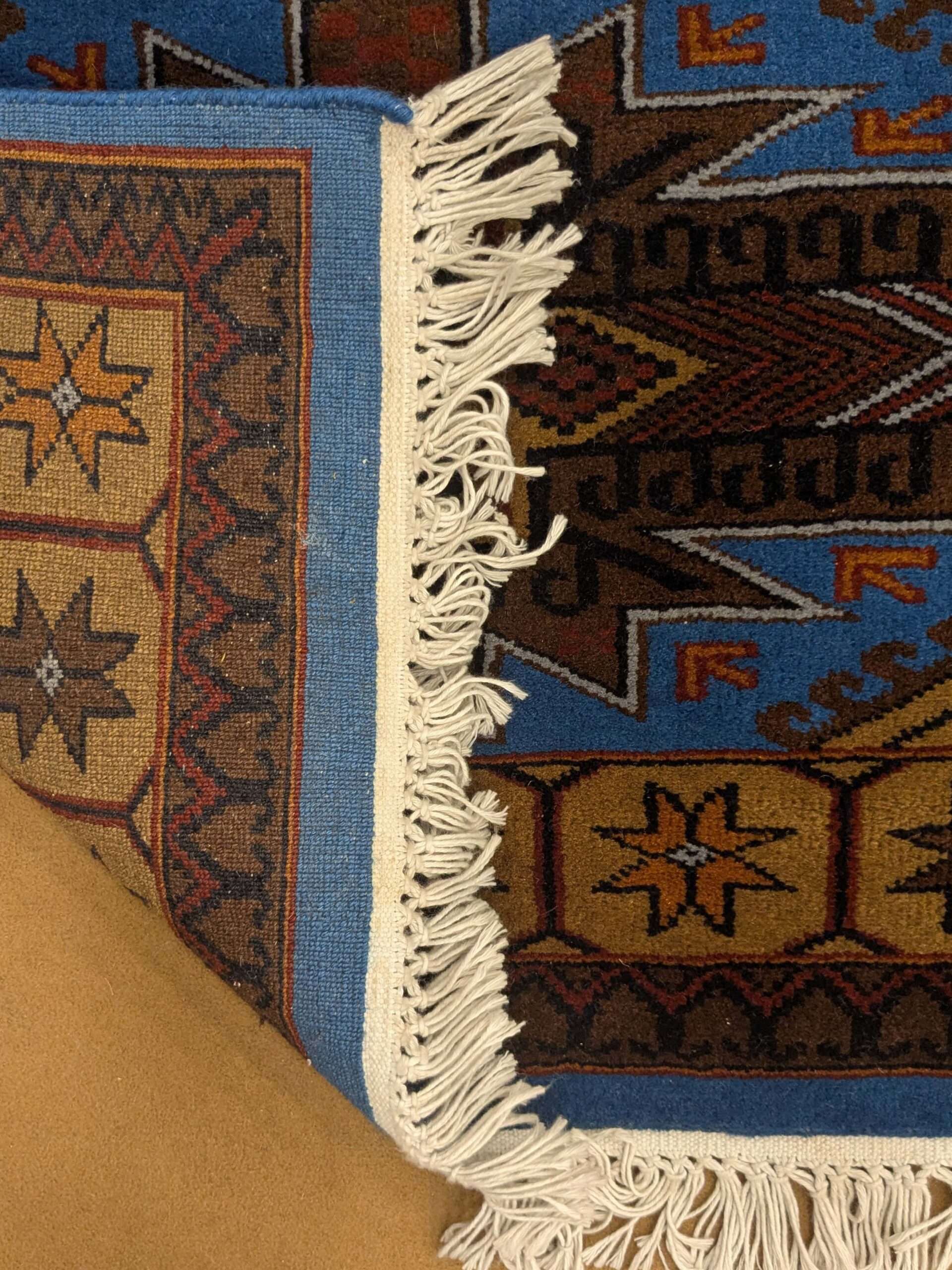 Blue Tribal Hand Knotted Wool Carpet - 3FT X 5FT | 90CM X 150CM - Image 3