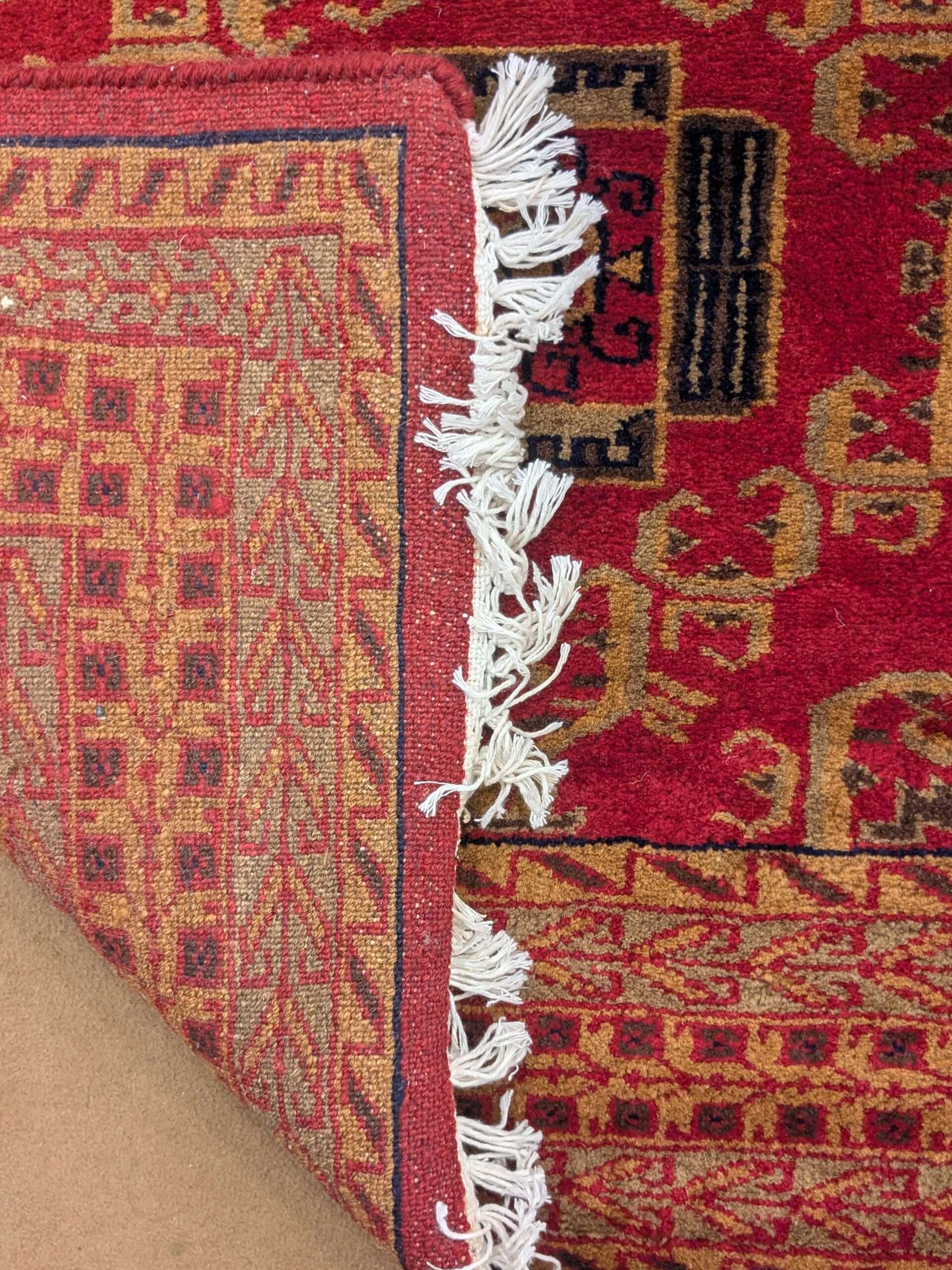 Red Tribal Hand Knotted Wool Carpet - 3FT X 5FT | 90CM X 150CM - Image 3