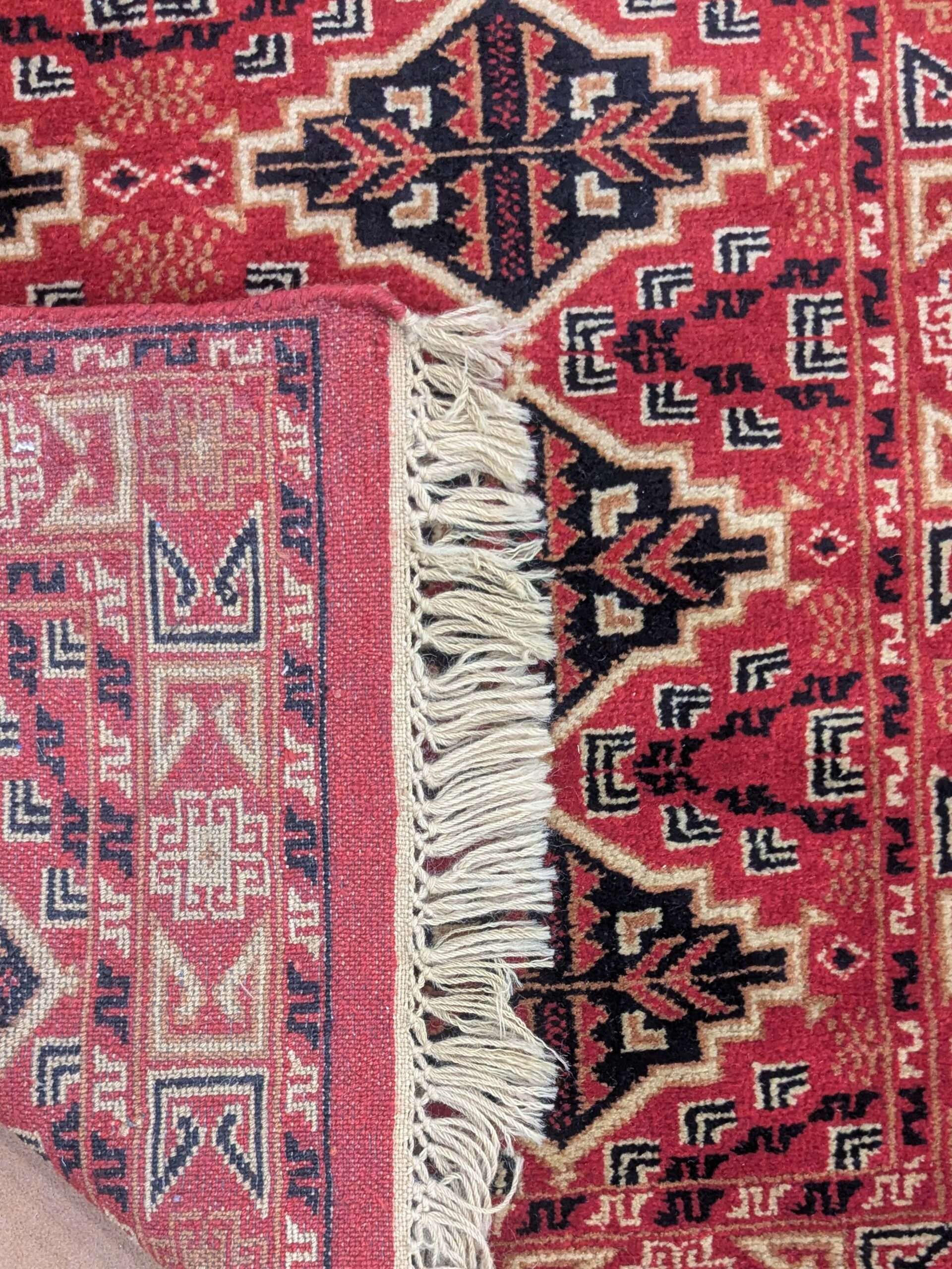 Red Tribal Knotted Wool Carpet - 3FT X 5FT | 90CM X 150CM - Image 3
