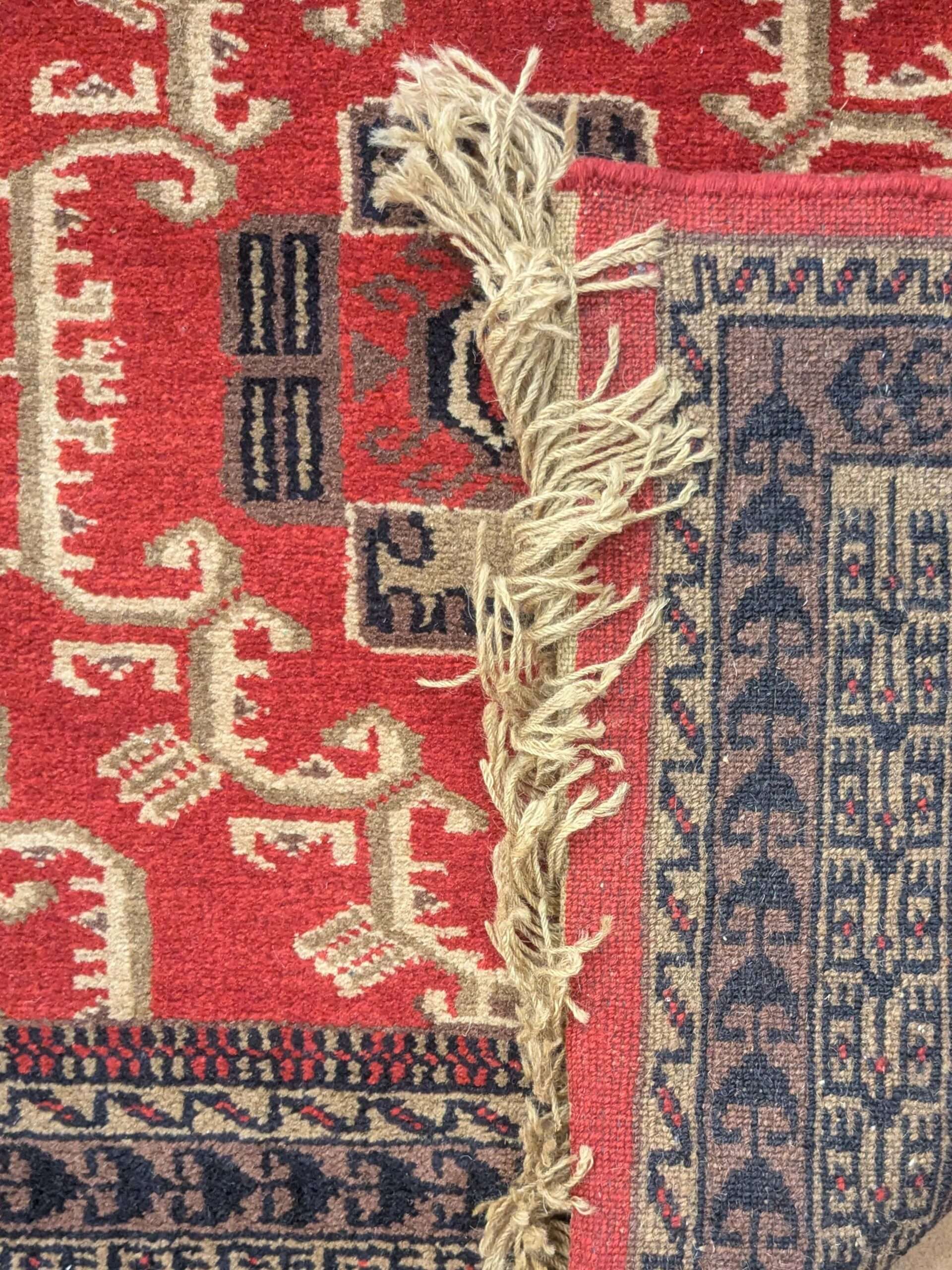Red Tribal Hand Knotted Wool Carpet - 3FT X 5FT | 90CM X 150CM - Image 3