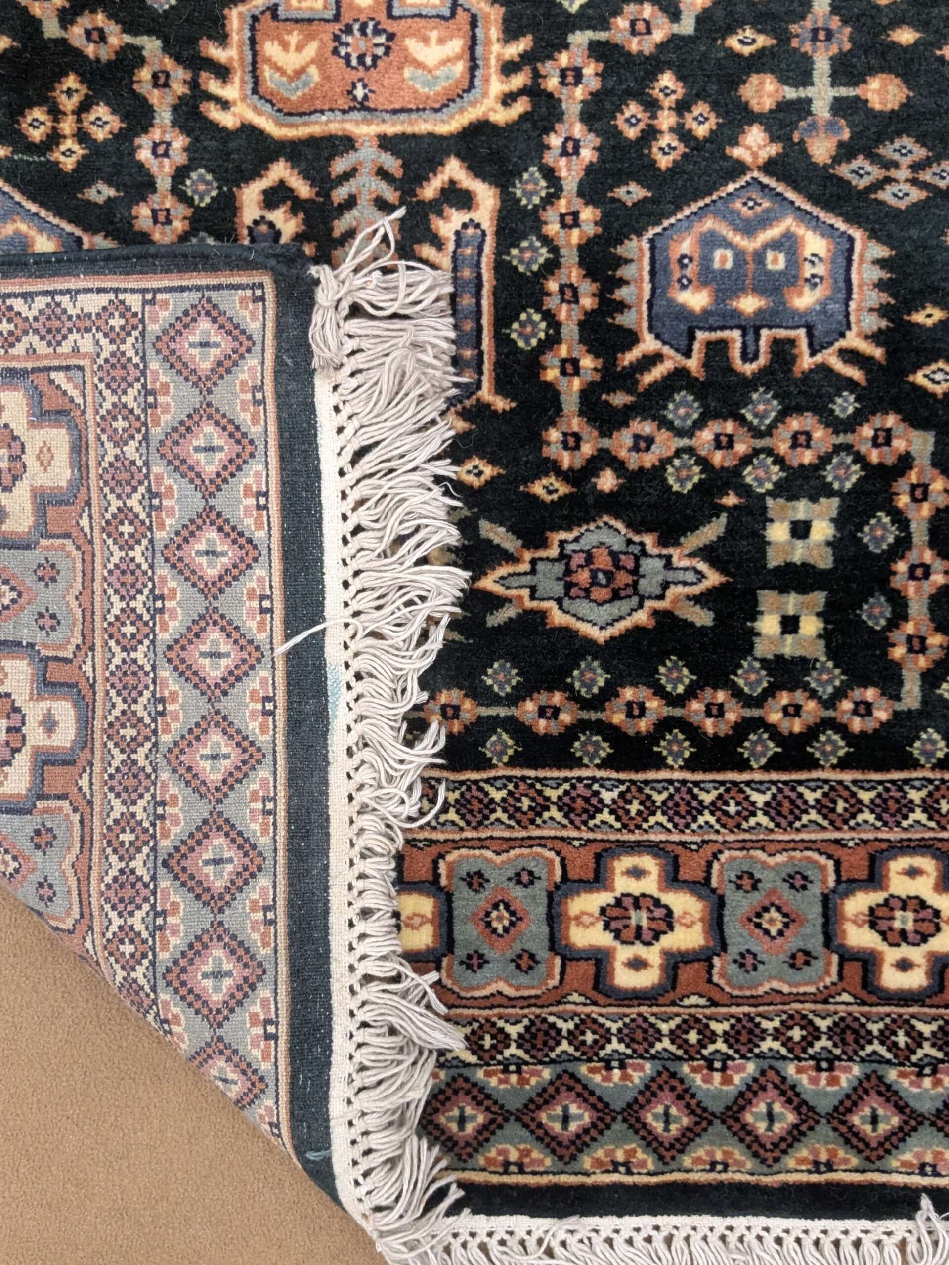 Black Tribal Hand Knotted Wool Carpet - 3FT X 5FT | 90CM X 150CM - Image 3