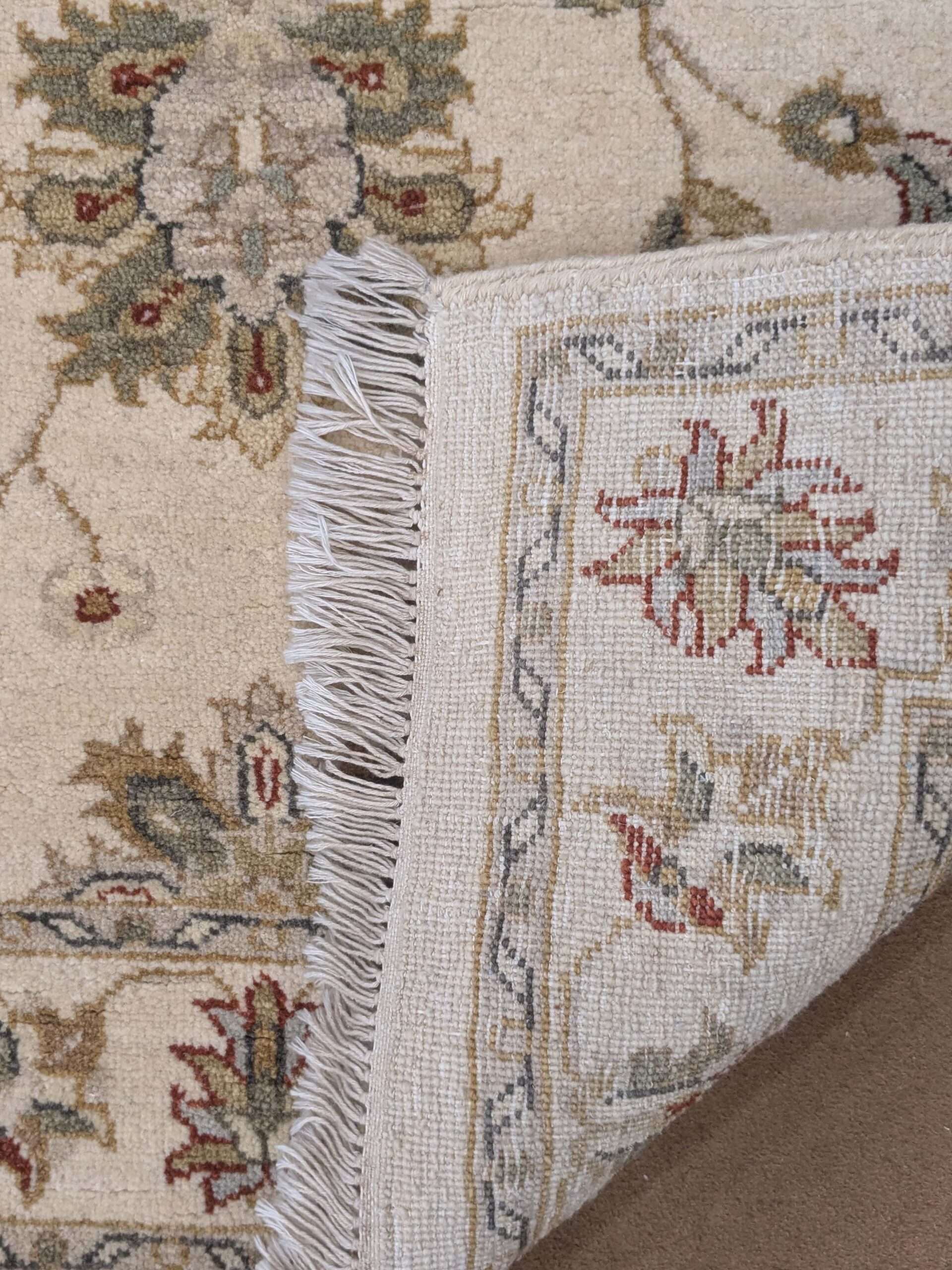 Beige Floral Design Hand Knotted Wool Carpet - 3FT X 5FT | 90CM X 150CM - Image 3