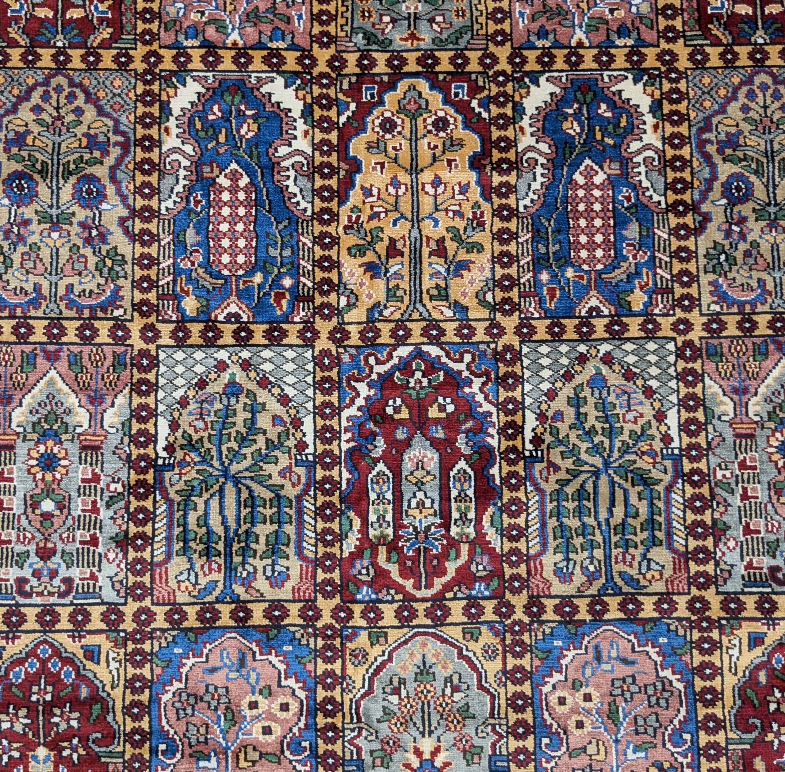 Blue Mughal Garden Hand Knotted Wool Carpet - 6FT X 9FT | 180CM X 270CM - Image 4