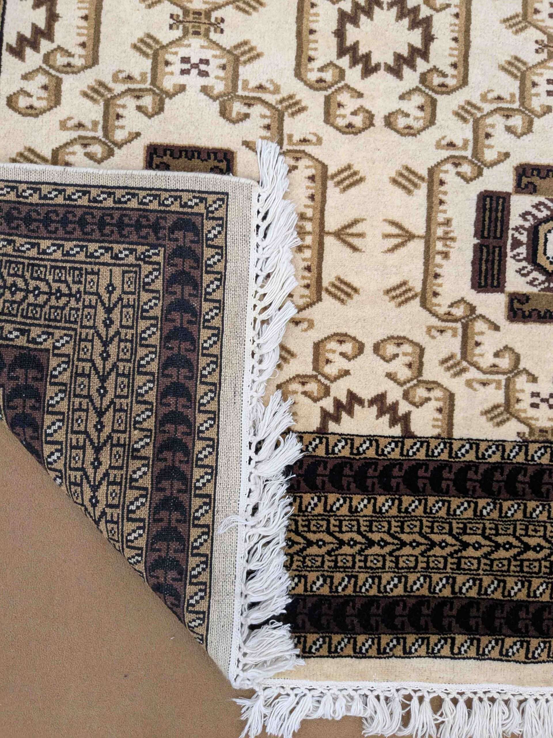 Beige Tribal Hand Knotted Wool Carpet - 6FT X 9FT | 180CM X 270CM - Image 4