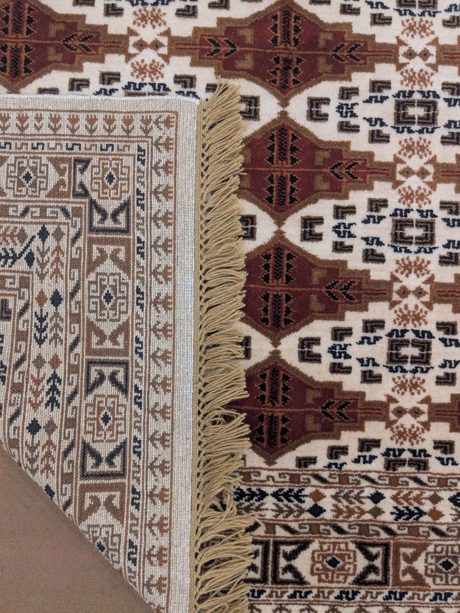 Beige Tribal Hand Knotted Wool Carpet - 6FT X 9FT | 180CM X 270CM - Image 4