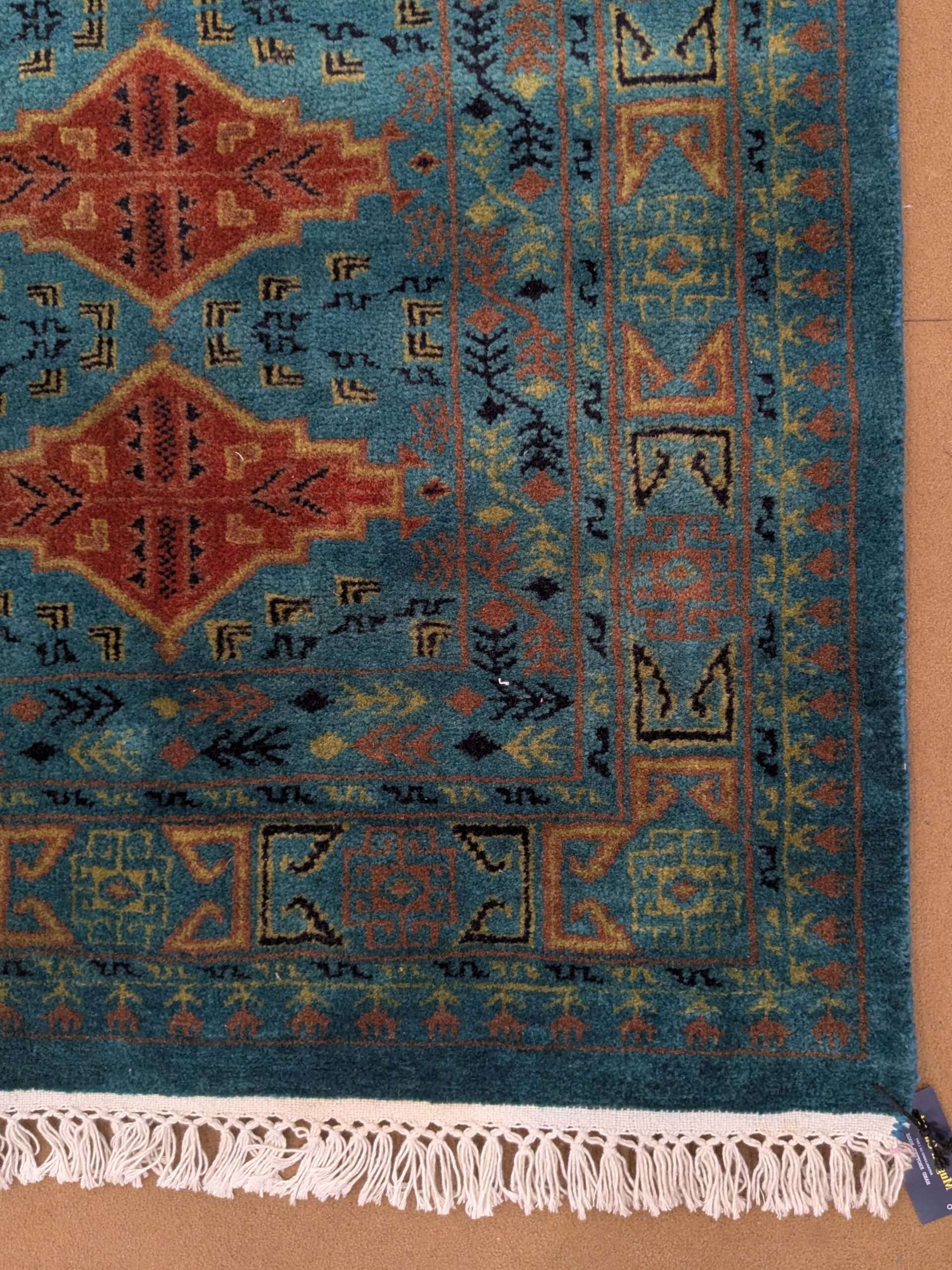 Blue Tribal Hand Knotted Wool Carpet - 6FT X 9FT | 180CM X 270CM - Image 4