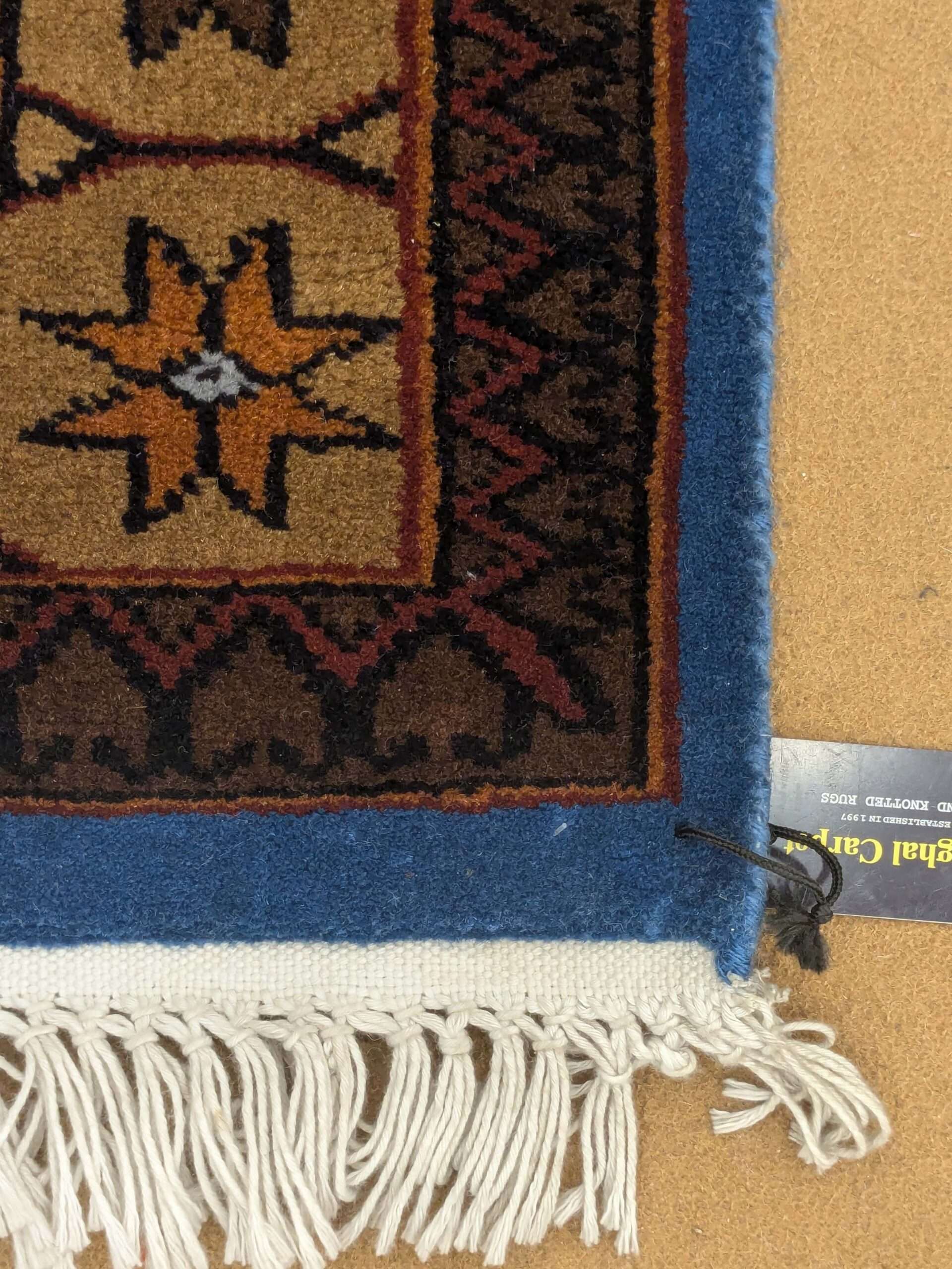 Blue Tribal Hand Knotted Wool Carpet - 3FT X 5FT | 90CM X 150CM - Image 4