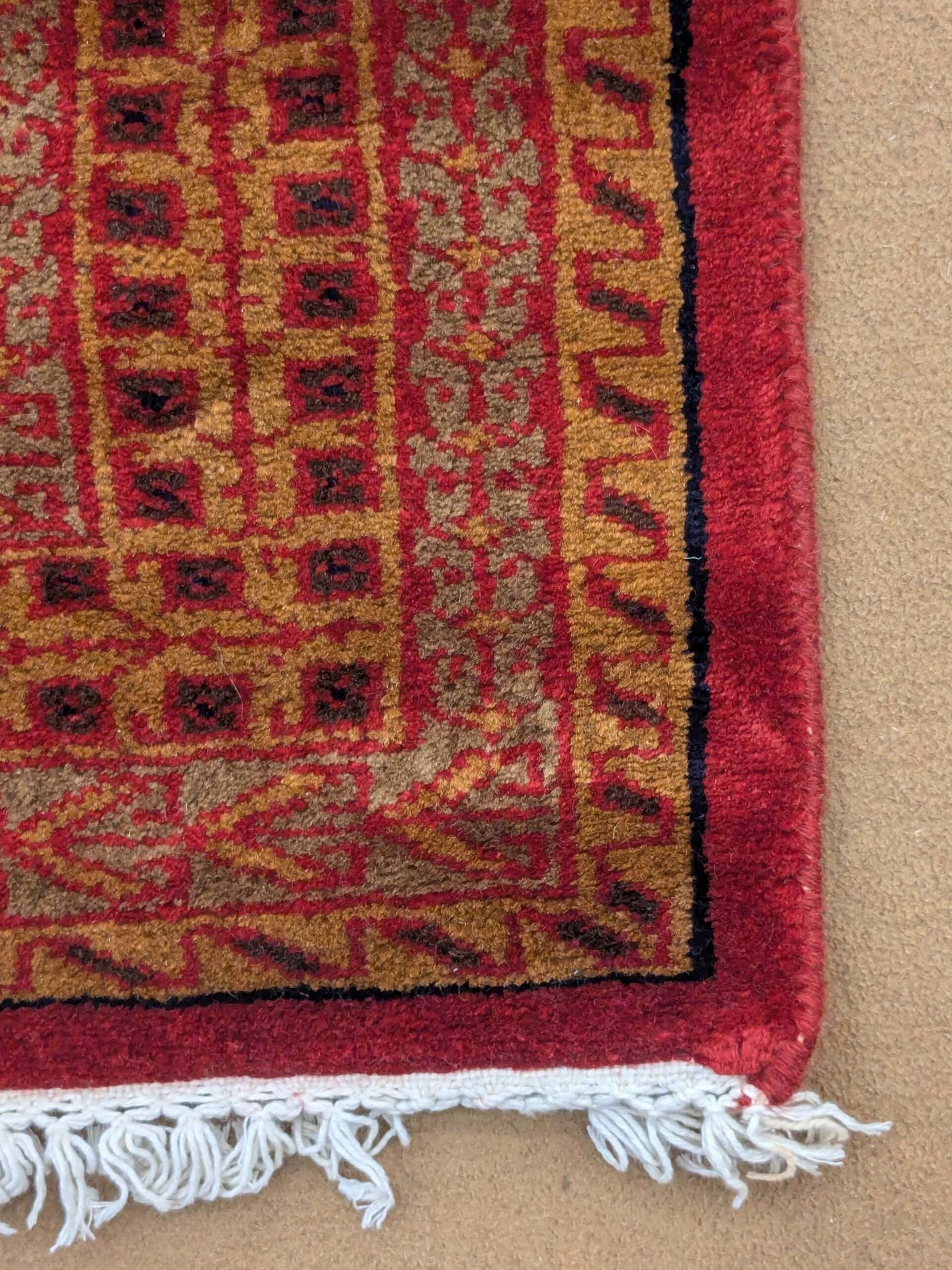 Red Tribal Hand Knotted Wool Carpet - 3FT X 5FT | 90CM X 150CM - Image 4