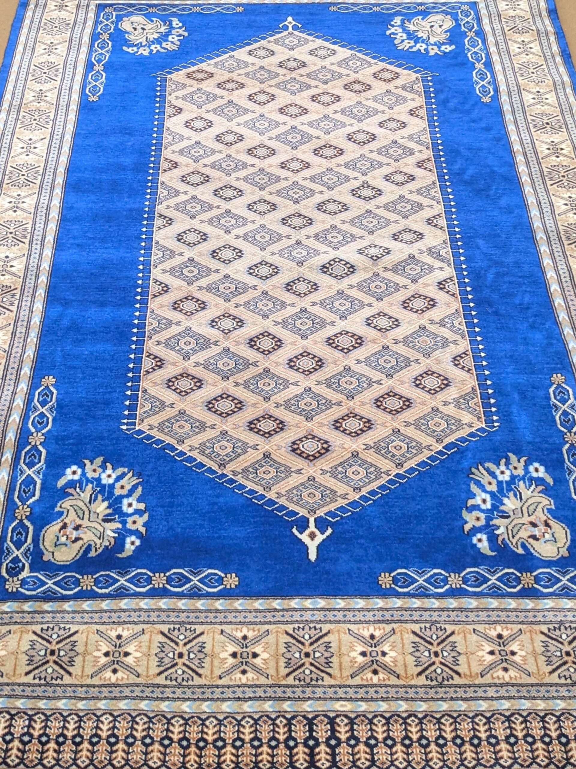 Blue Kirman Hand Knotted Wool Carpet - 6FT X 9FT | 180CM X 270CM - Image 5