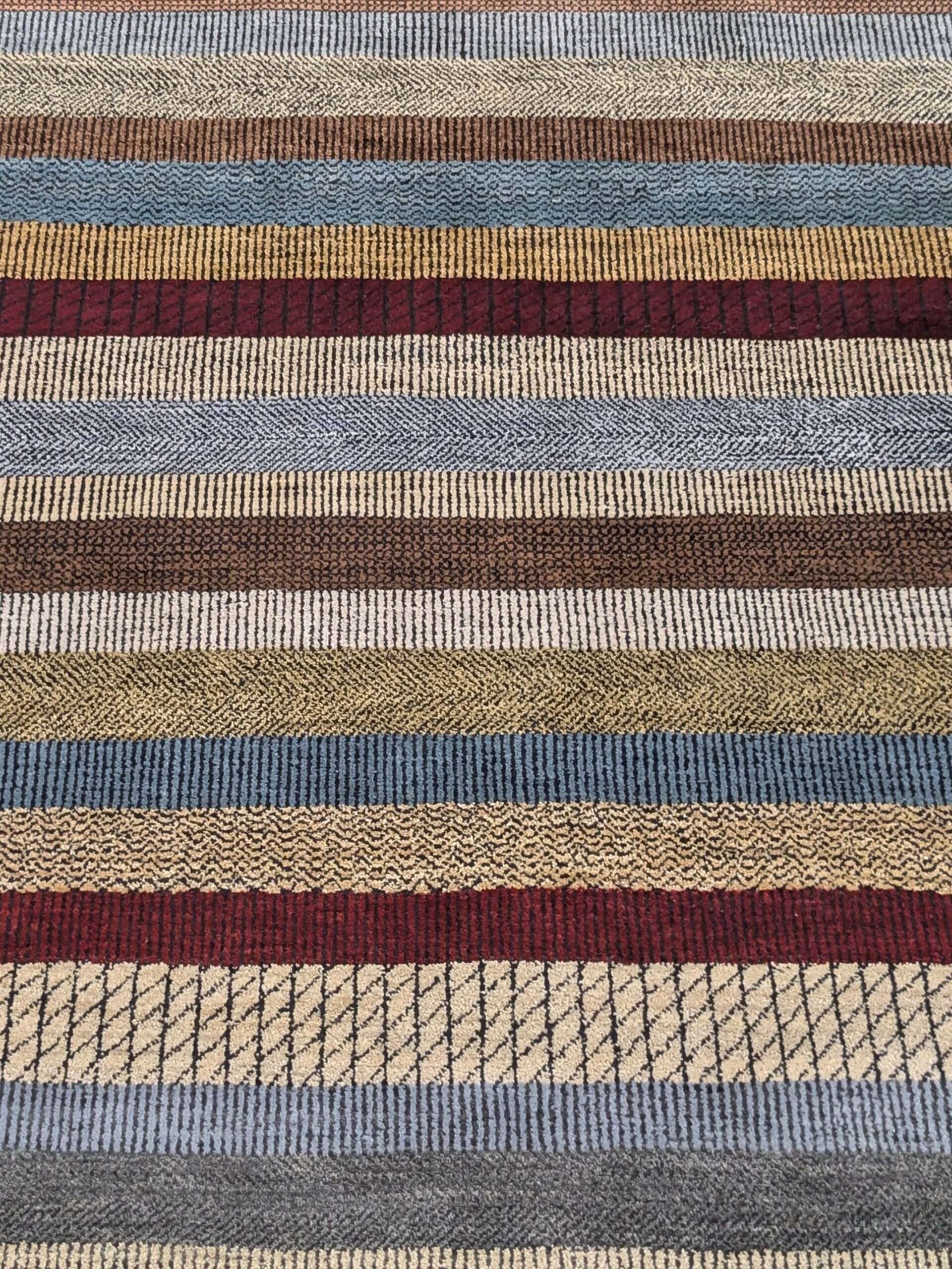 Modern Stripe Design Hand Knotted Wool Carpet - 6FT X 9FT | 180CM X 270CM - Image 5