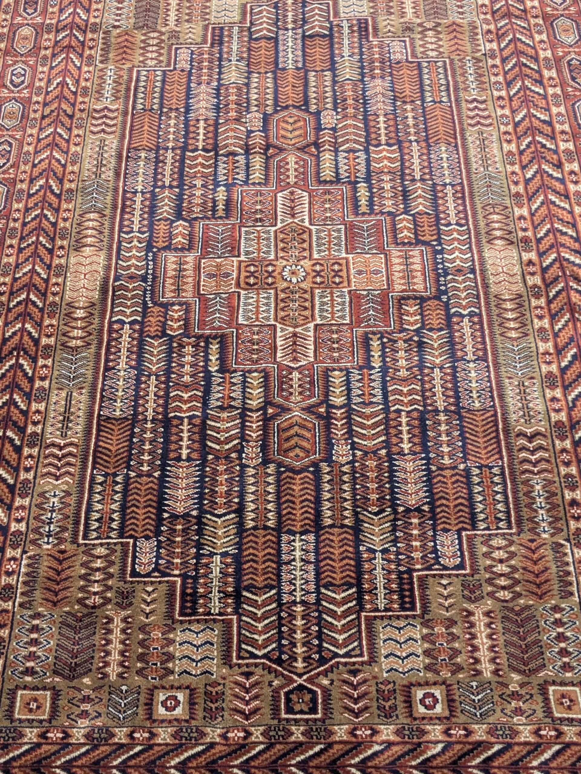 Blue Tribal Hand Knotted Wool Carpet - 6FT X 9FT | 180CM X 270CM - Image 5
