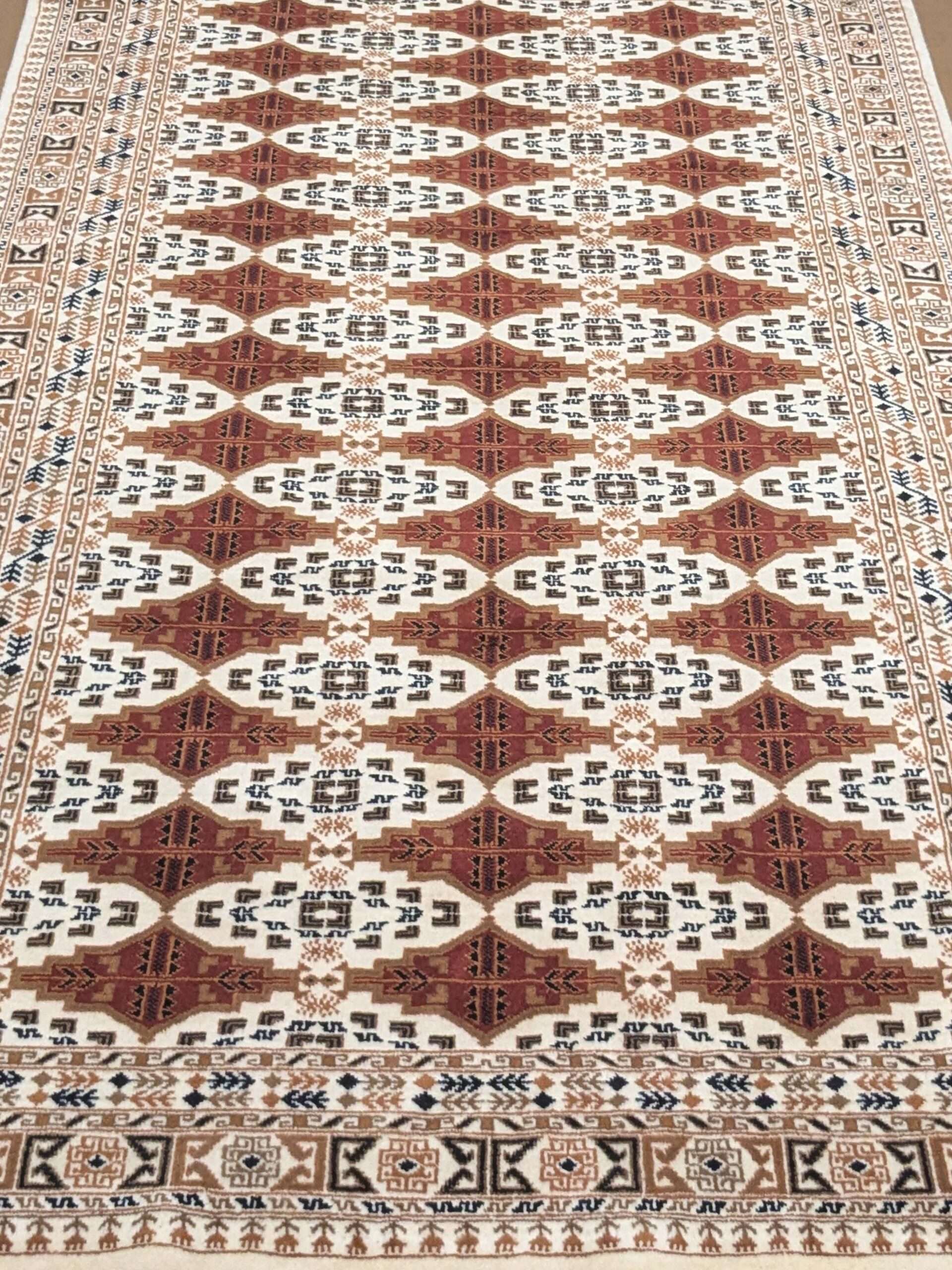 Beige Tribal Hand Knotted Wool Carpet - 6FT X 9FT | 180CM X 270CM - Image 5