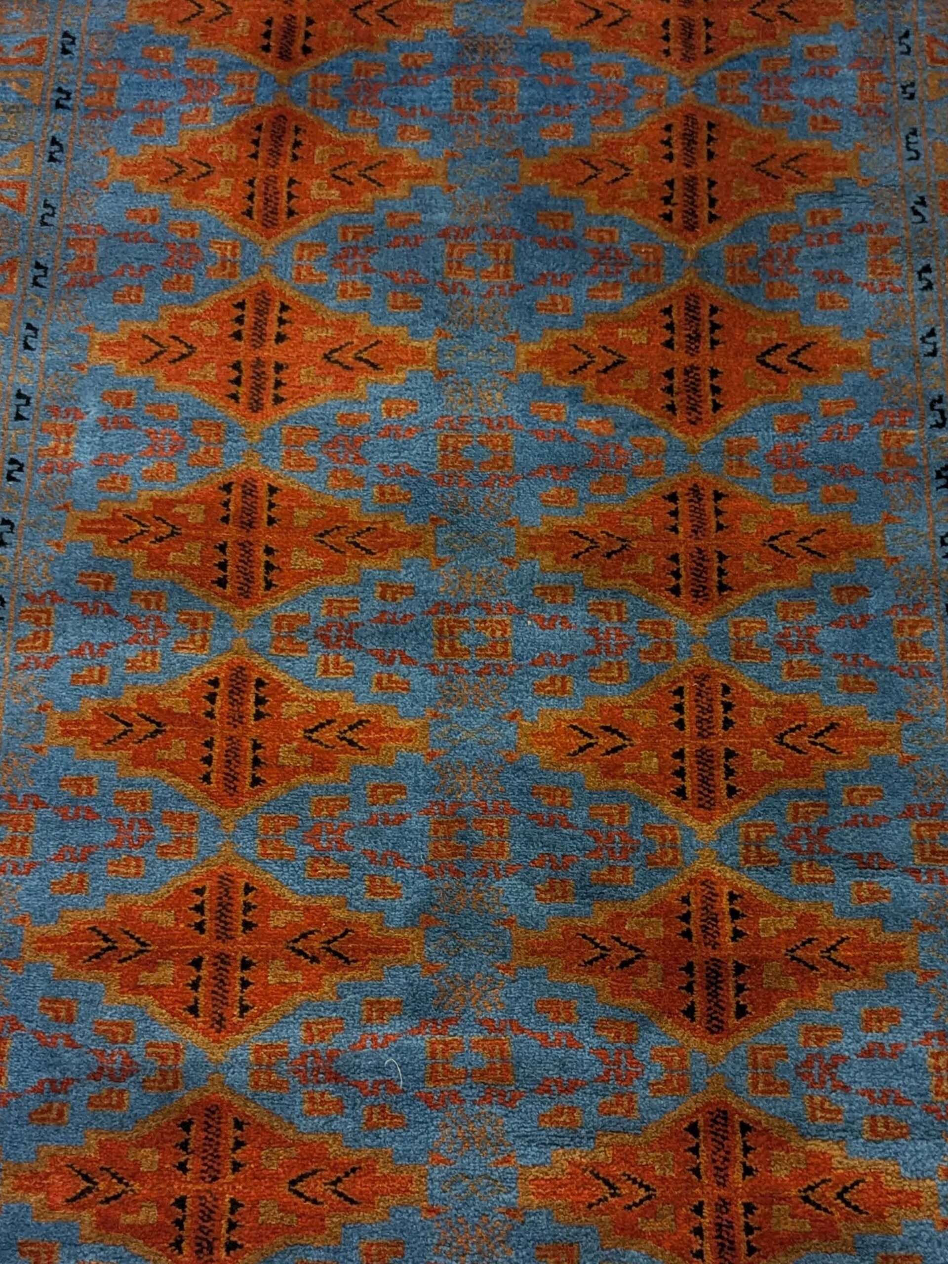 Blue Tribal Hand Knotted Wool Carpet - 3FT X 5FT | 90CM X 150CM - Image 5