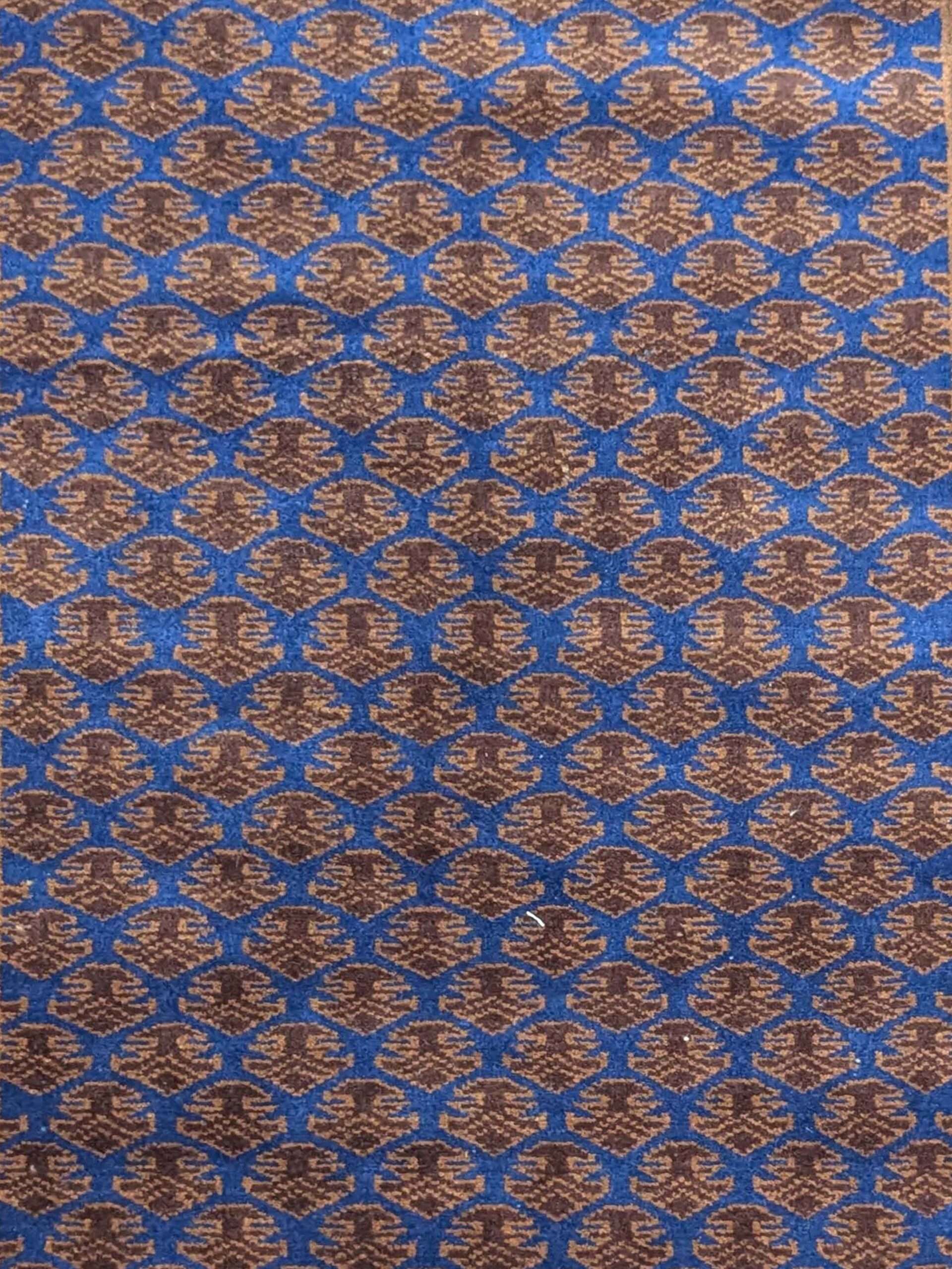 Blue Baby Elephant Foot Print Hand Knotted Wool Carpet - 3FT X 5FT | 90CM X 150CM - Image 5