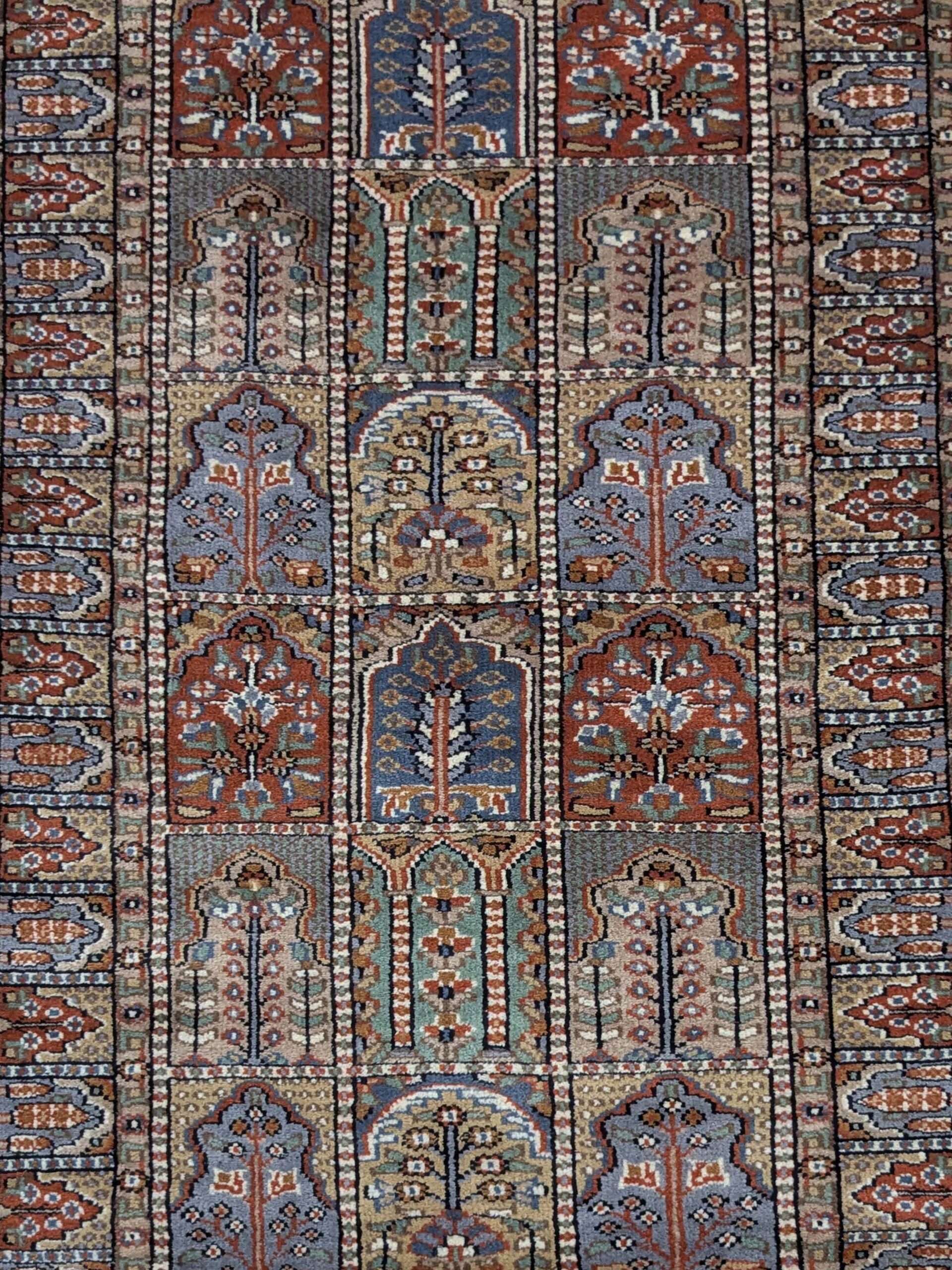 Blue Mughal Garden Hand Knotted Wool Carpet - 3FT X 5FT | 90CM X 150CM - Image 5