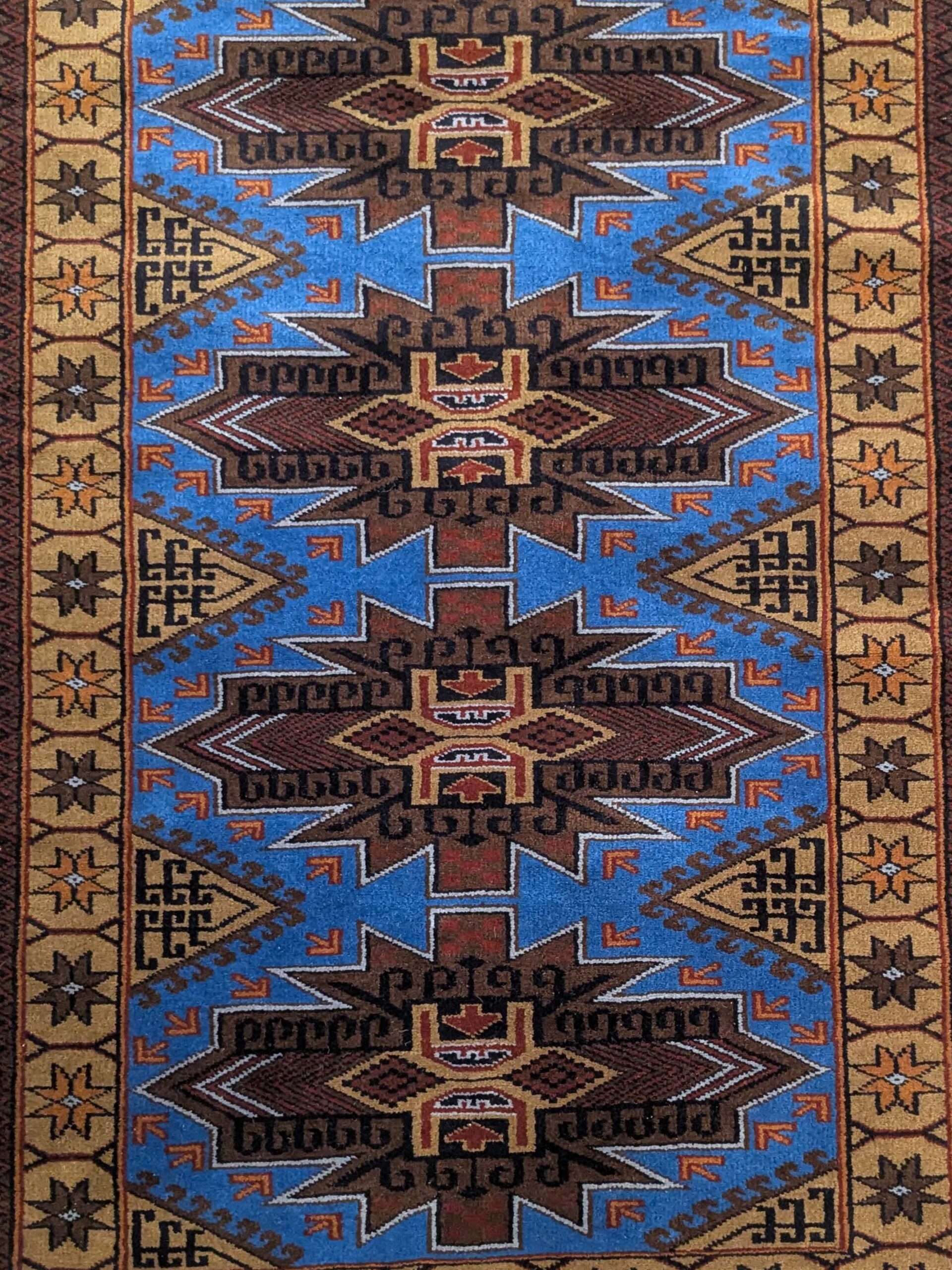Blue Tribal Hand Knotted Wool Carpet - 3FT X 5FT | 90CM X 150CM - Image 5