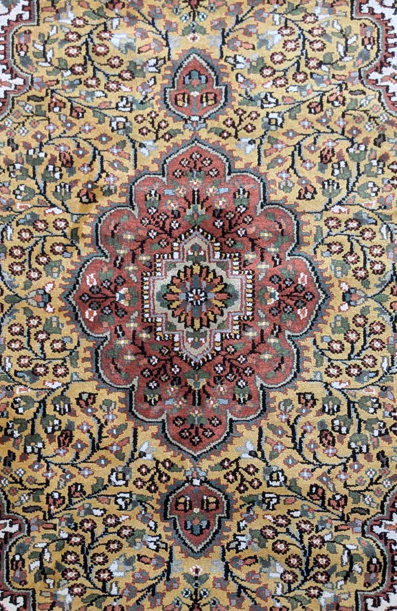 Yellow Persian Hand Knotted Wool Carpet - 3FT X 5FT | 90CM X 150CM - Image 5