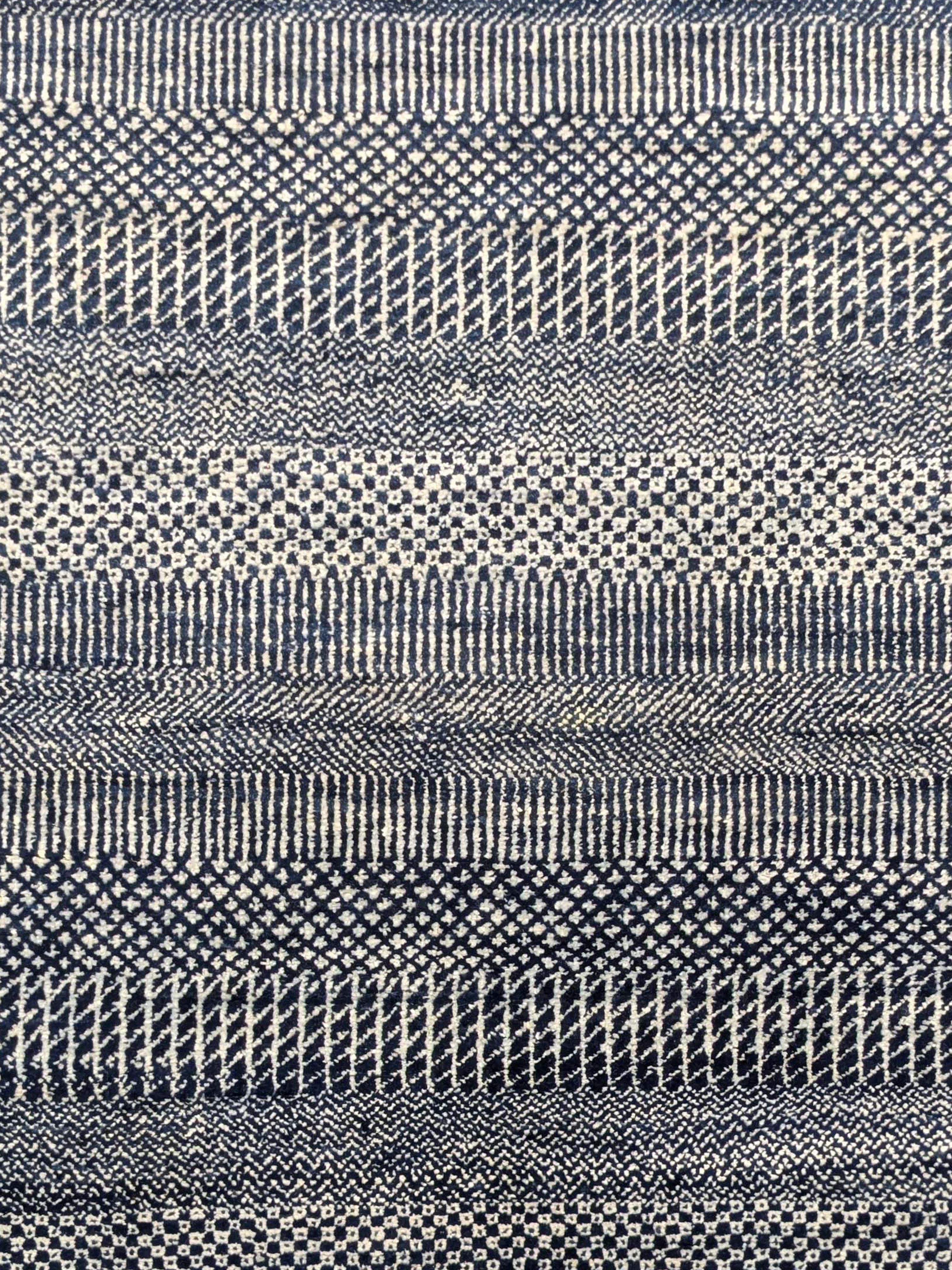 Modern Strip Design Hand Knotted Wool Carpet - 3FT X 5FT | 90CM X 150CM - Image 5