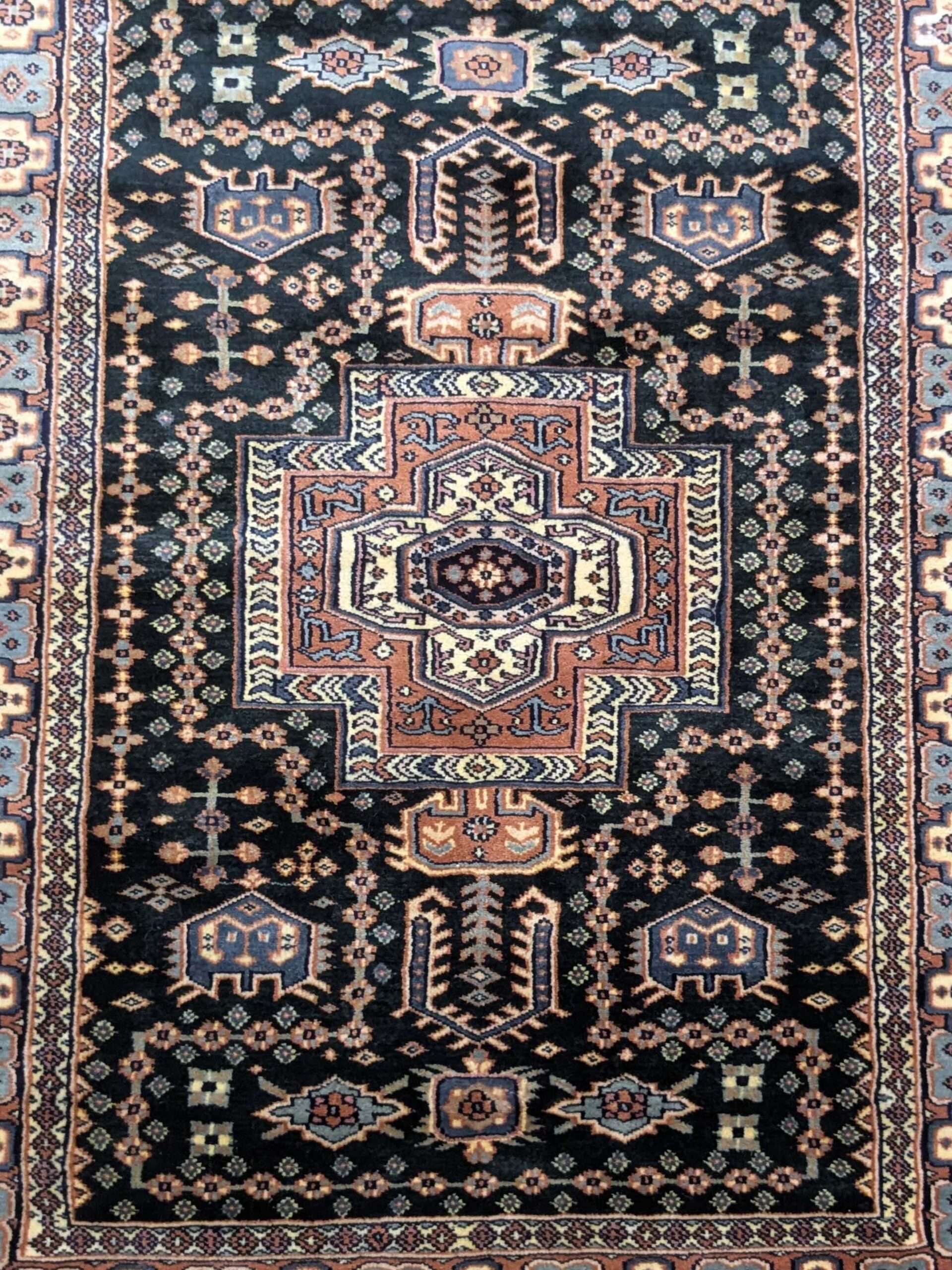 Black Tribal Hand Knotted Wool Carpet - 3FT X 5FT | 90CM X 150CM - Image 5