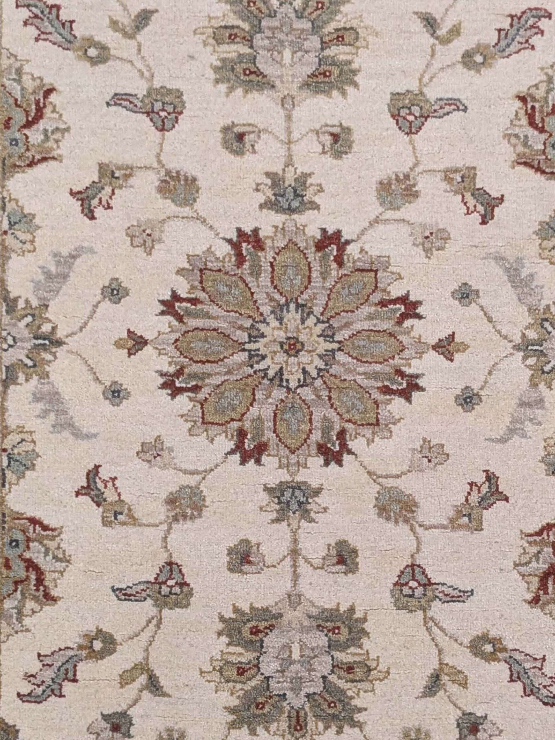 Beige Floral Design Hand Knotted Wool Carpet - 3FT X 5FT | 90CM X 150CM - Image 5