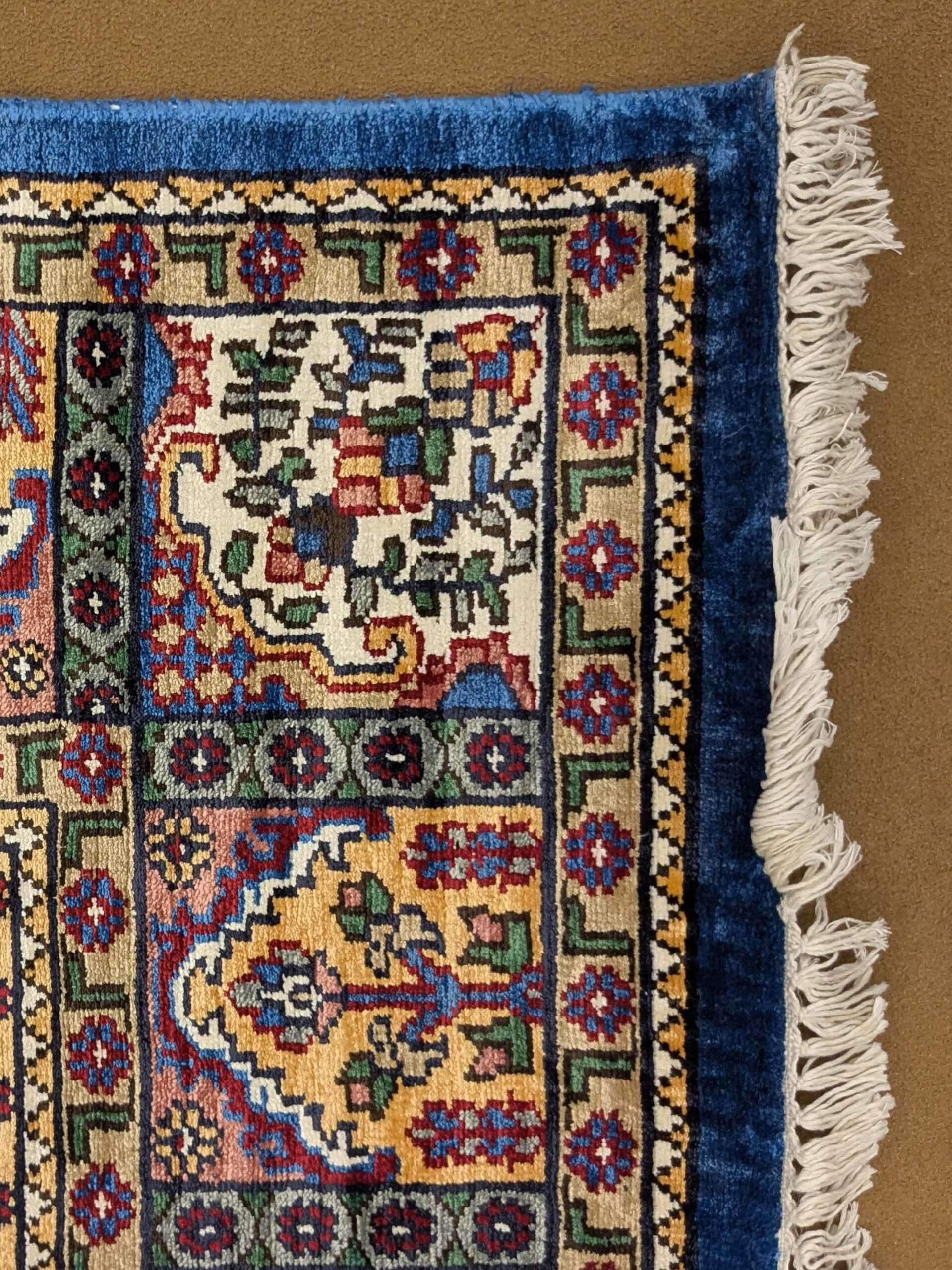 Blue Mughal Garden Hand Knotted Wool Carpet - 6FT X 9FT | 180CM X 270CM - Image 5