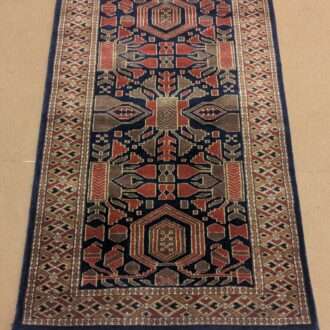 Blue Tribal Hand Knotted Wool Carpet - 2.5FT X 4FT | 76CM X 122CM