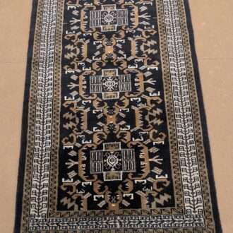 Black Tribal Hand Knotted Wool Carpet - 2.5FT X 4FT | 76CM X 122CM