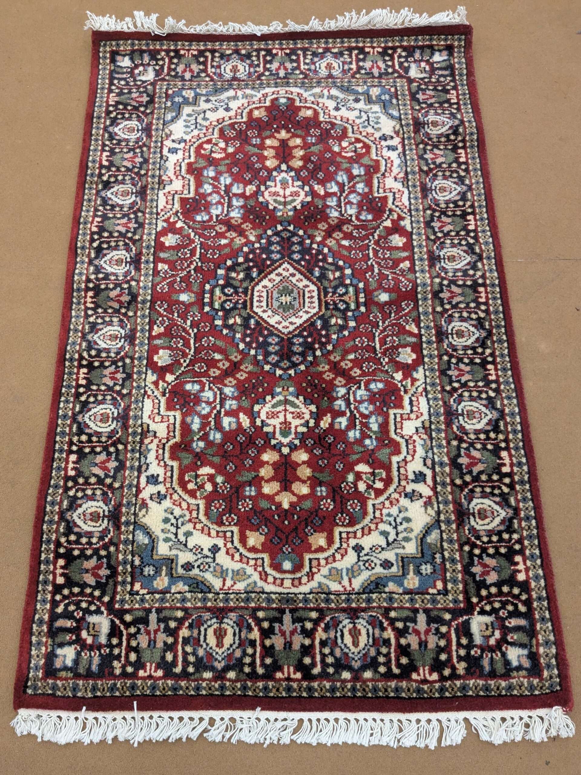 Red Persian Hand Knotted Wool Carpet - 2.5FT X 4FT | 76CM X 122CM