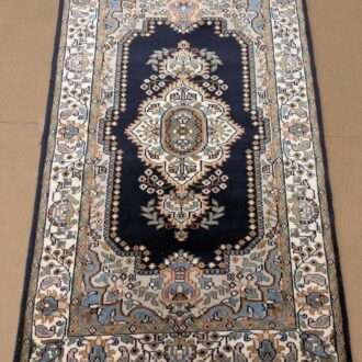 Blue Persian Hand Knotted Wool Carpet - 2.5FT X 4FT | 76CM X 122CM