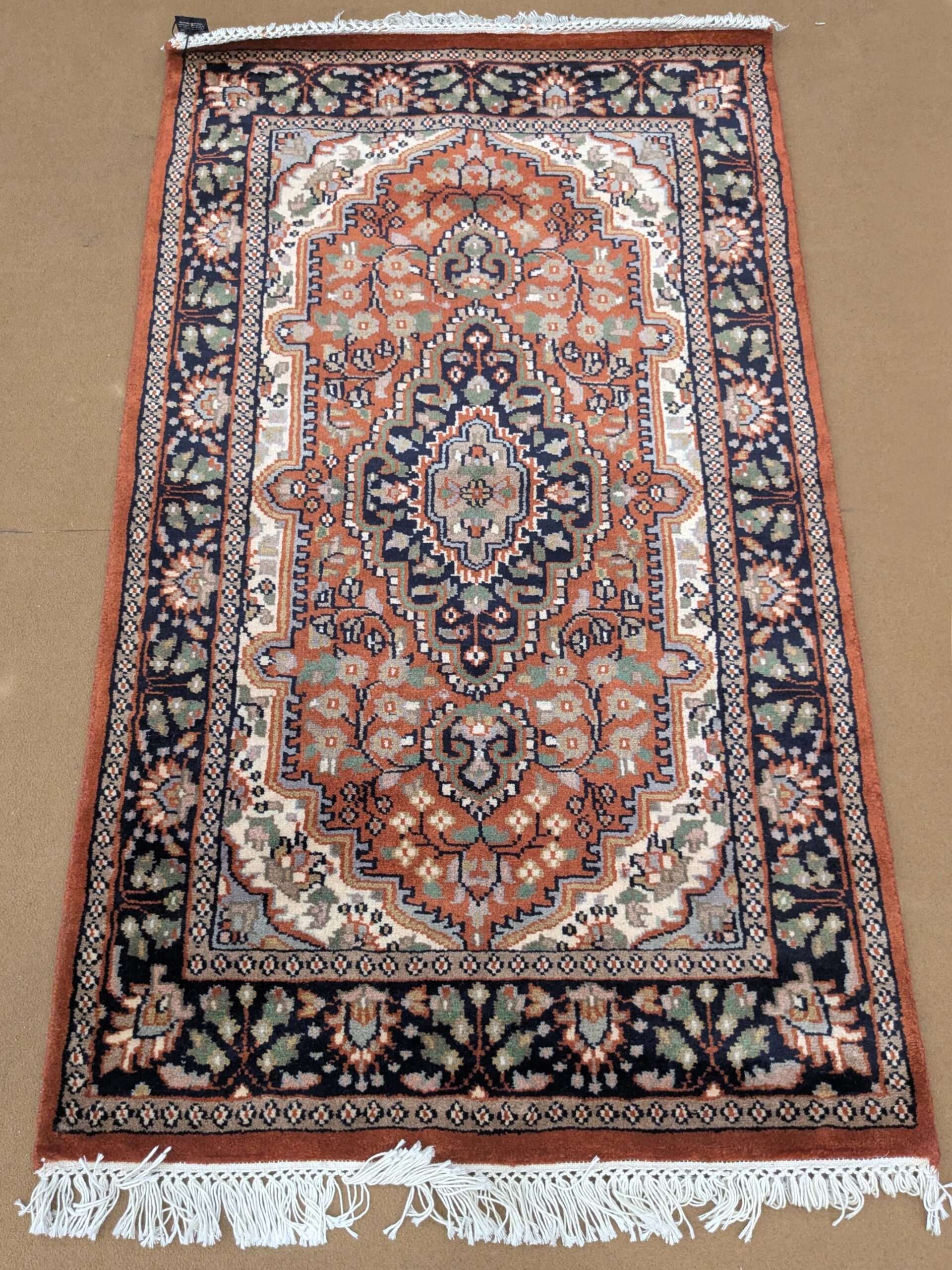Red Persian Knotted Wool Carpet - 2.5FT X 4FT | 76CM X 122CM