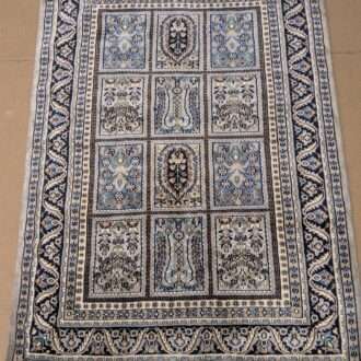 Beige Mughal Garden Design Unique Hand Knotted Wool Carpet - 4FT X 6FT | 120CM X 180CM