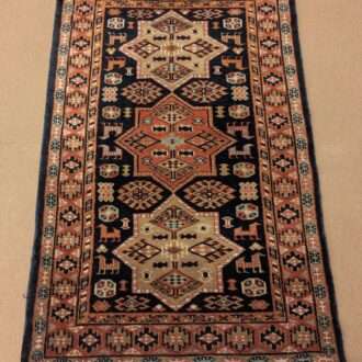 Black Tribal Hand Knotted Wool Carpet - 2.5FT X 4FT | 76CM X 122CM
