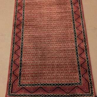 Red Tribal Hand Knotted Wool Carpet - 2.5FT X 4FT | 76CM X 122CM