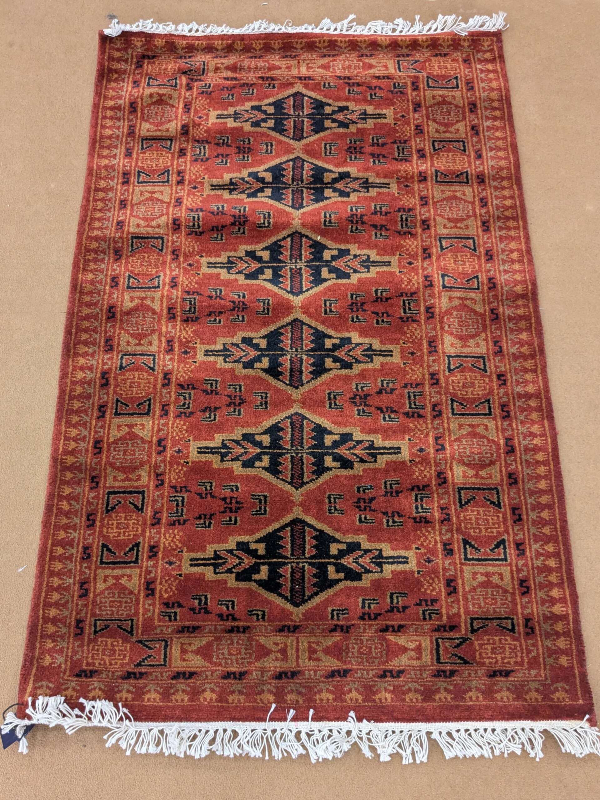 Red Tribal Hand Knotted Wool Carpet - 2.5FT X 4FT | 76CM X 122CM