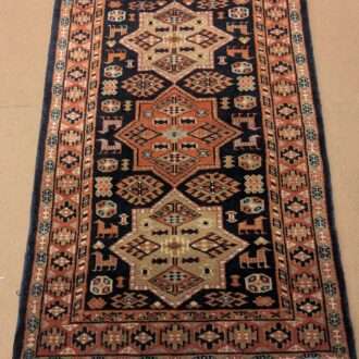 Blue Tribal Hand Knotted Wool Carpet - 2.5FT X 4FT | 76CM X 122CM