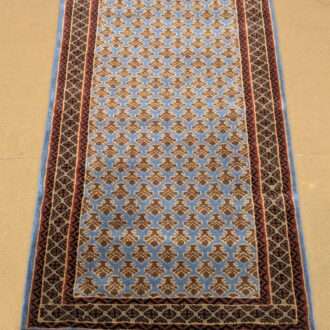 Blue Baby Elephant Foot Print Design Knotted Wool Carpet - 2.5FT X 4FT | 76CM X 122CM