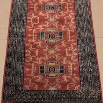 Red Tribal Unique Knotted Wool Carpet - 2.5FT X 4FT | 76CM X 122CM