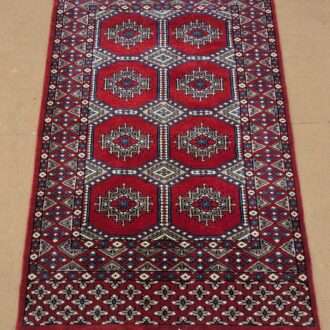 Red Tribal Hand Knotted Wool Carpet - 2.5FT X 4FT | 76CM X 122CM