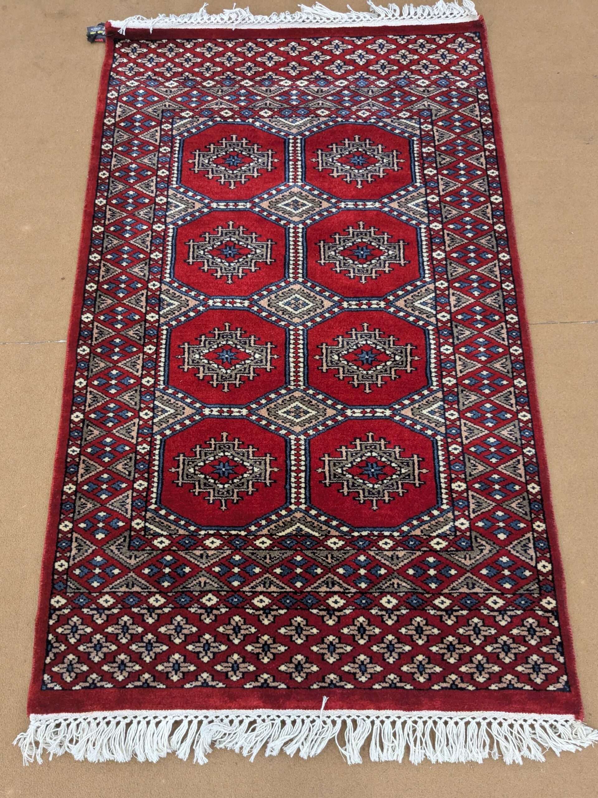 Red Tribal Hand Knotted Wool Carpet - 2.5FT X 4FT | 76CM X 122CM
