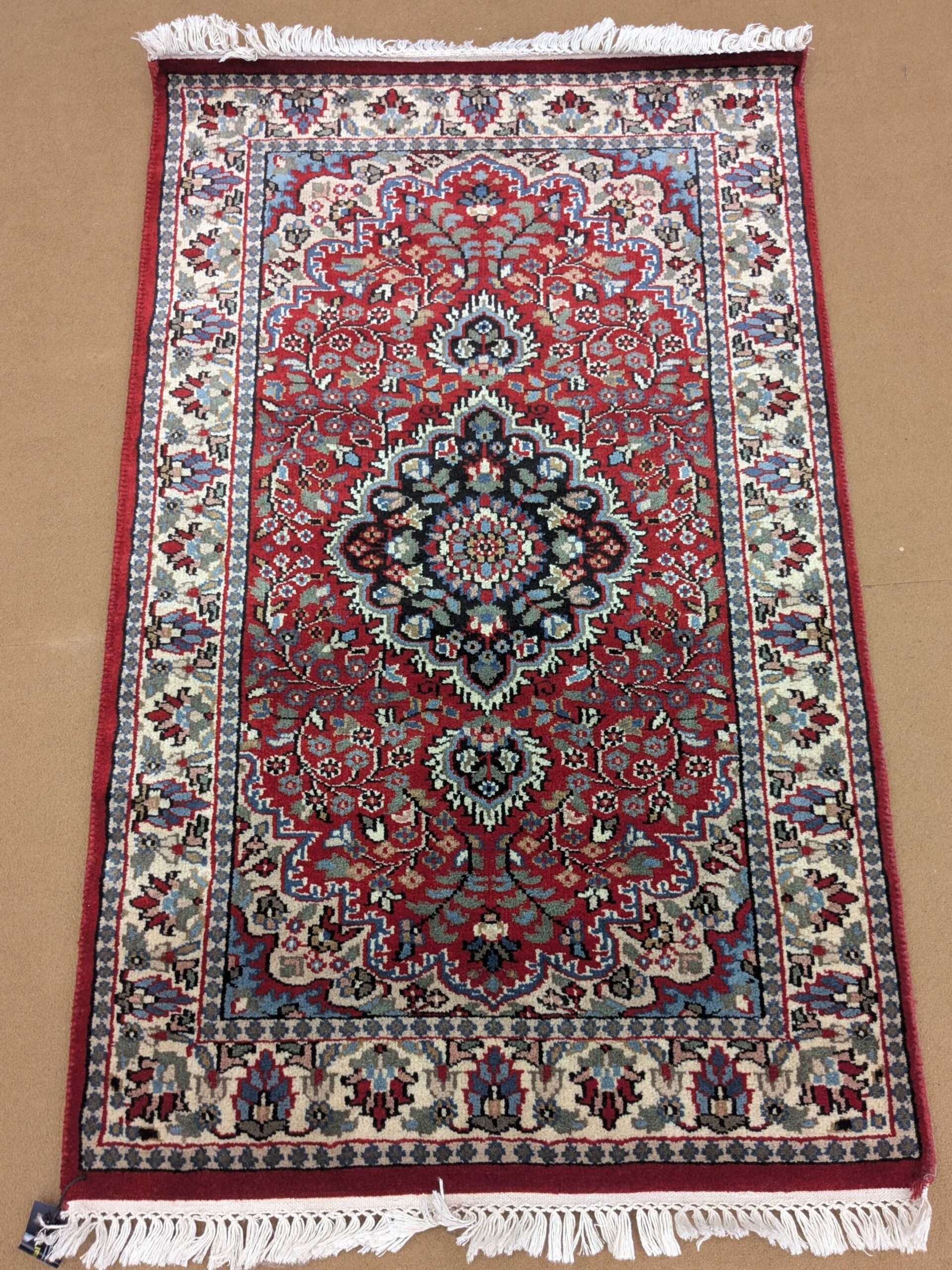 Red Persian Hand Knotted Wool Carpet - 2.5FT X 4FT | 76CM X 122CM