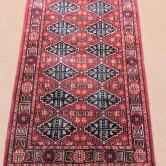 Red Tribal Hand Knotted Wool Carpet - 2.5FT X 4FT | 76CM X 122CM