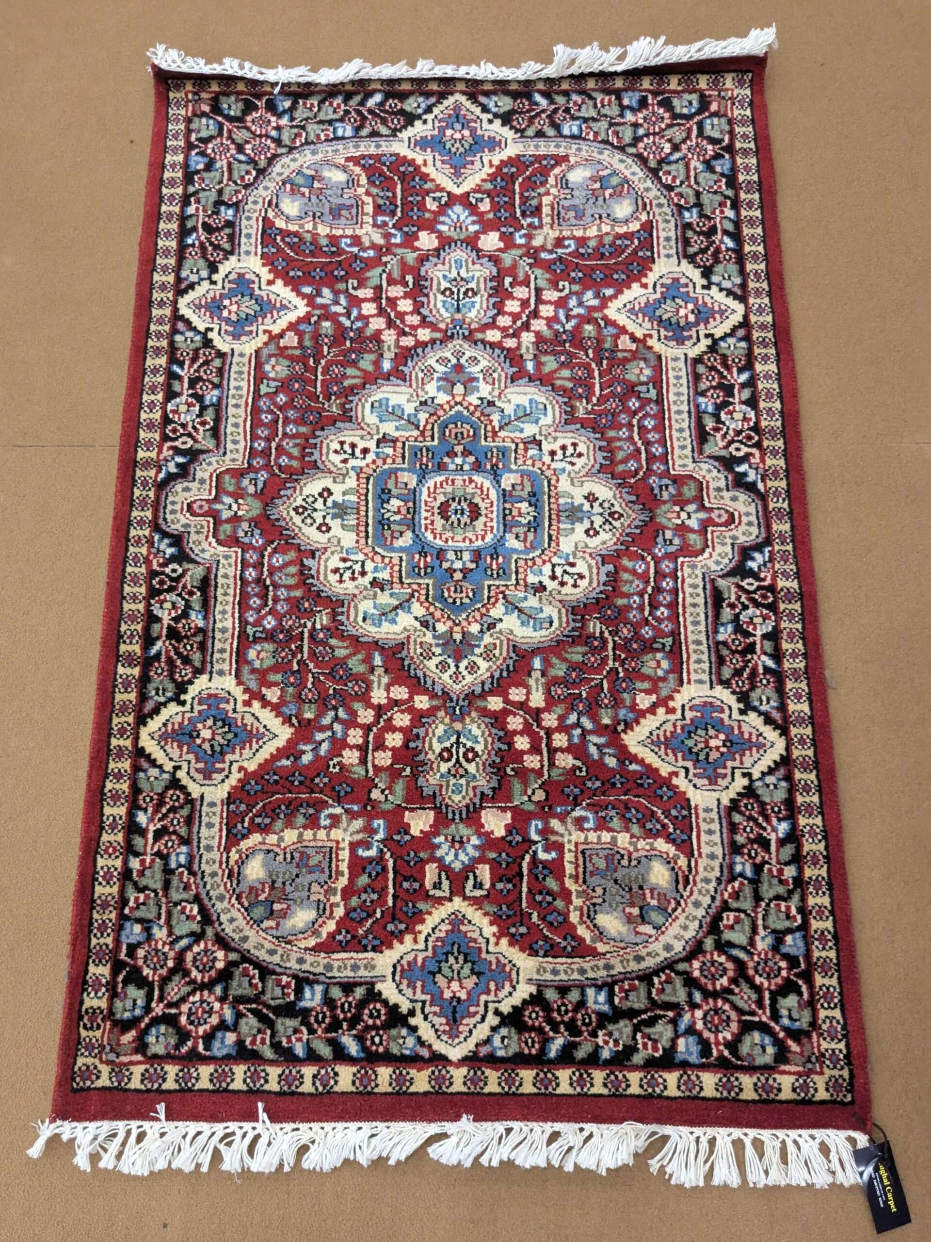 Red Persian hand Knotted Wool Carpet - 2.5FT X 4FT | 76CM X 122CM