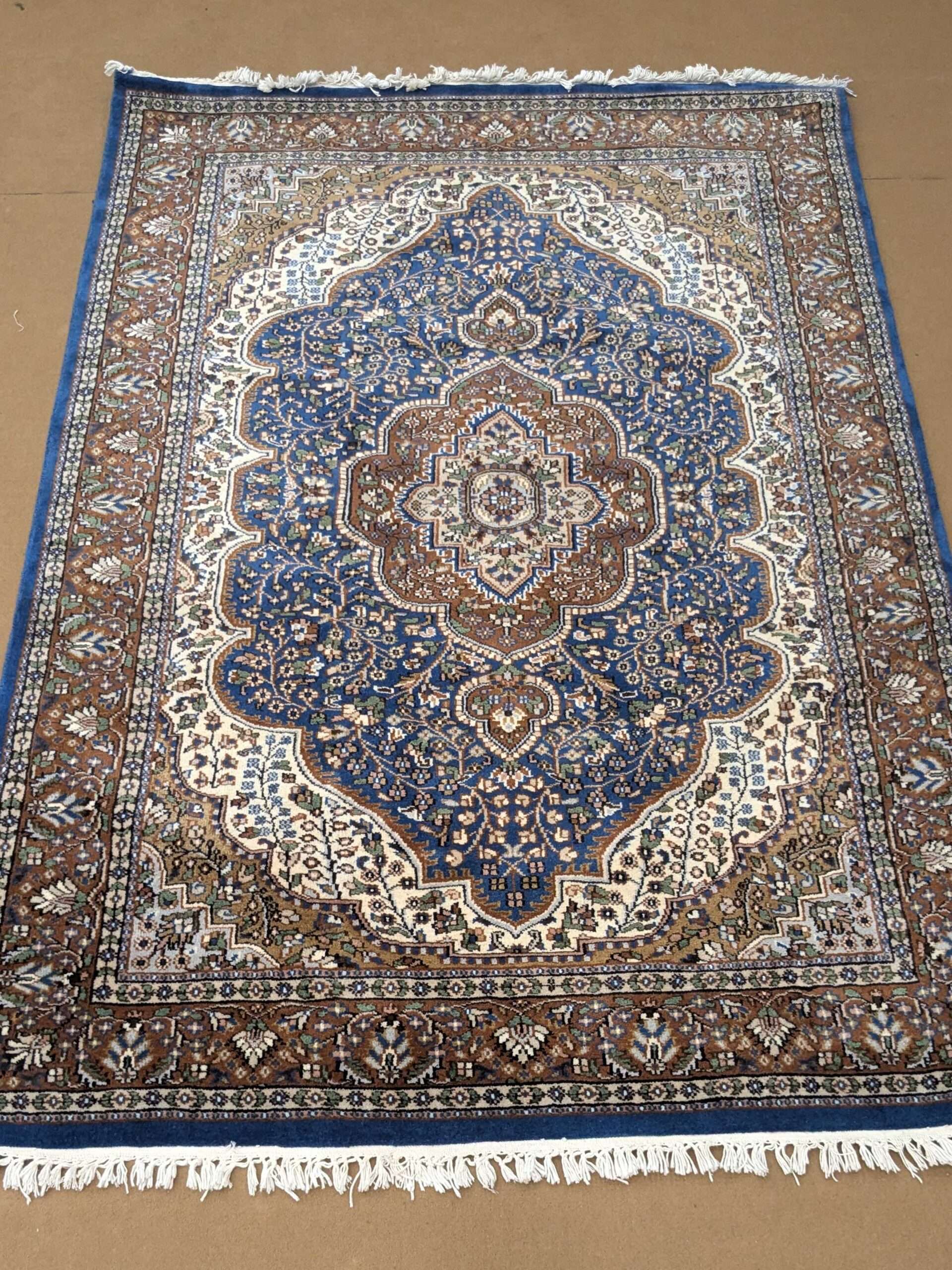 Blue Persian Hand Knotted Wool Carpet - 5FT X 7FT | 150CM X 210CM