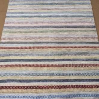Modern Stripe Design Hand Knotted Wool Carpet - 5FT X 7FT | 150CM X 210CM
