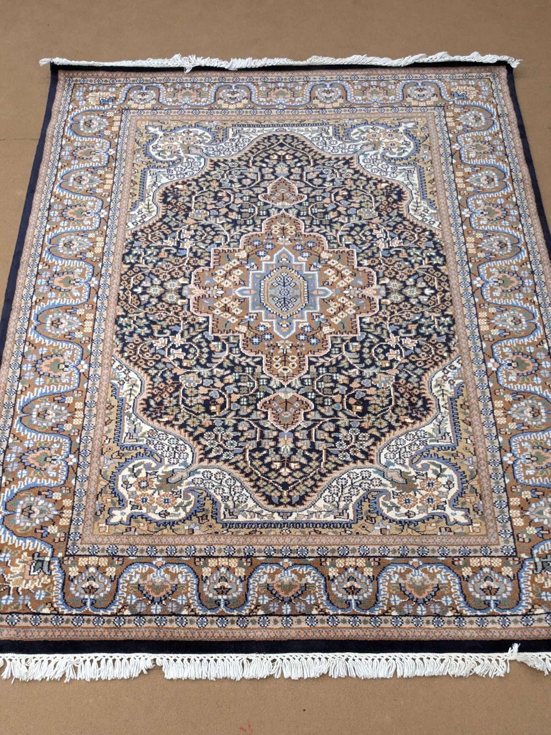 Blue Persian Hand Knotted Wool Carpet - 5FT X 7FT | 150CM X 210CM