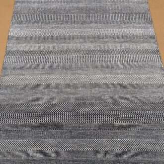Grey Stripe Design Hand Knotted Wool Carpet - 5FT X 7FT | 150CM X 210CM