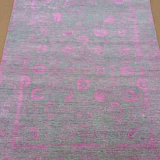 Modern Grey Pink Hand Knotted Wool Carpet - 5FT X 7FT | 150CM X 210CM