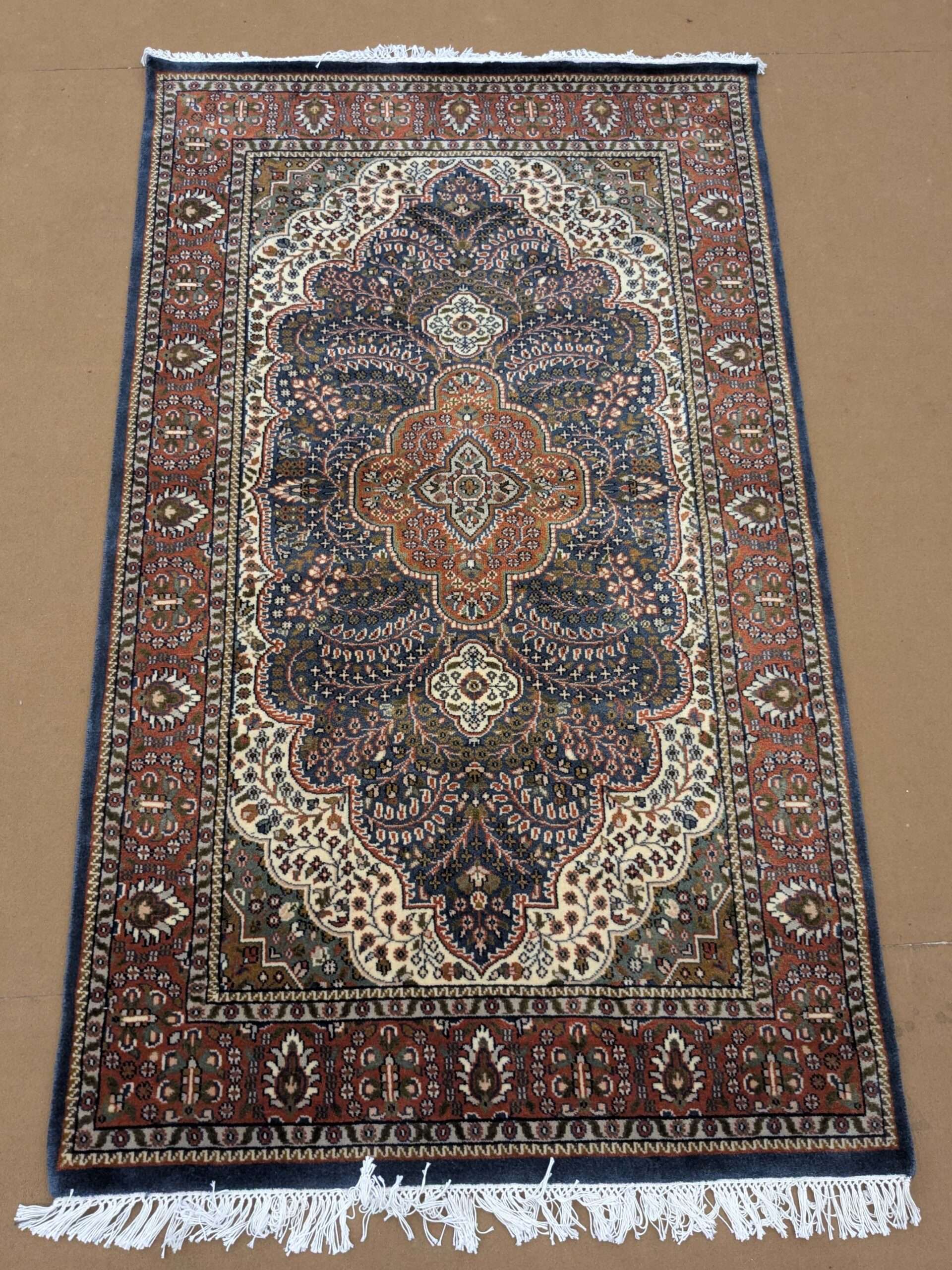 Blue Persian Hand Knotted Wool Carpet - 4FT X 6FT | 120CM X 180CM
